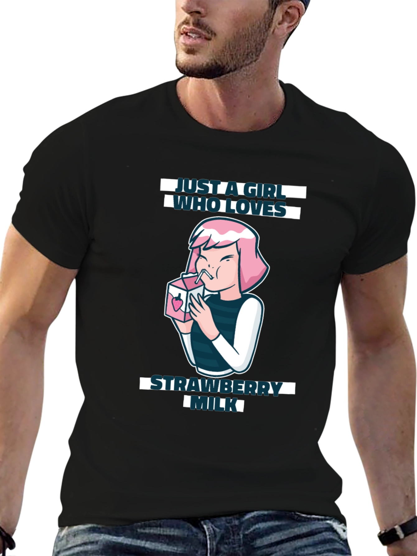 Camiseta Negra Strawberry Milk