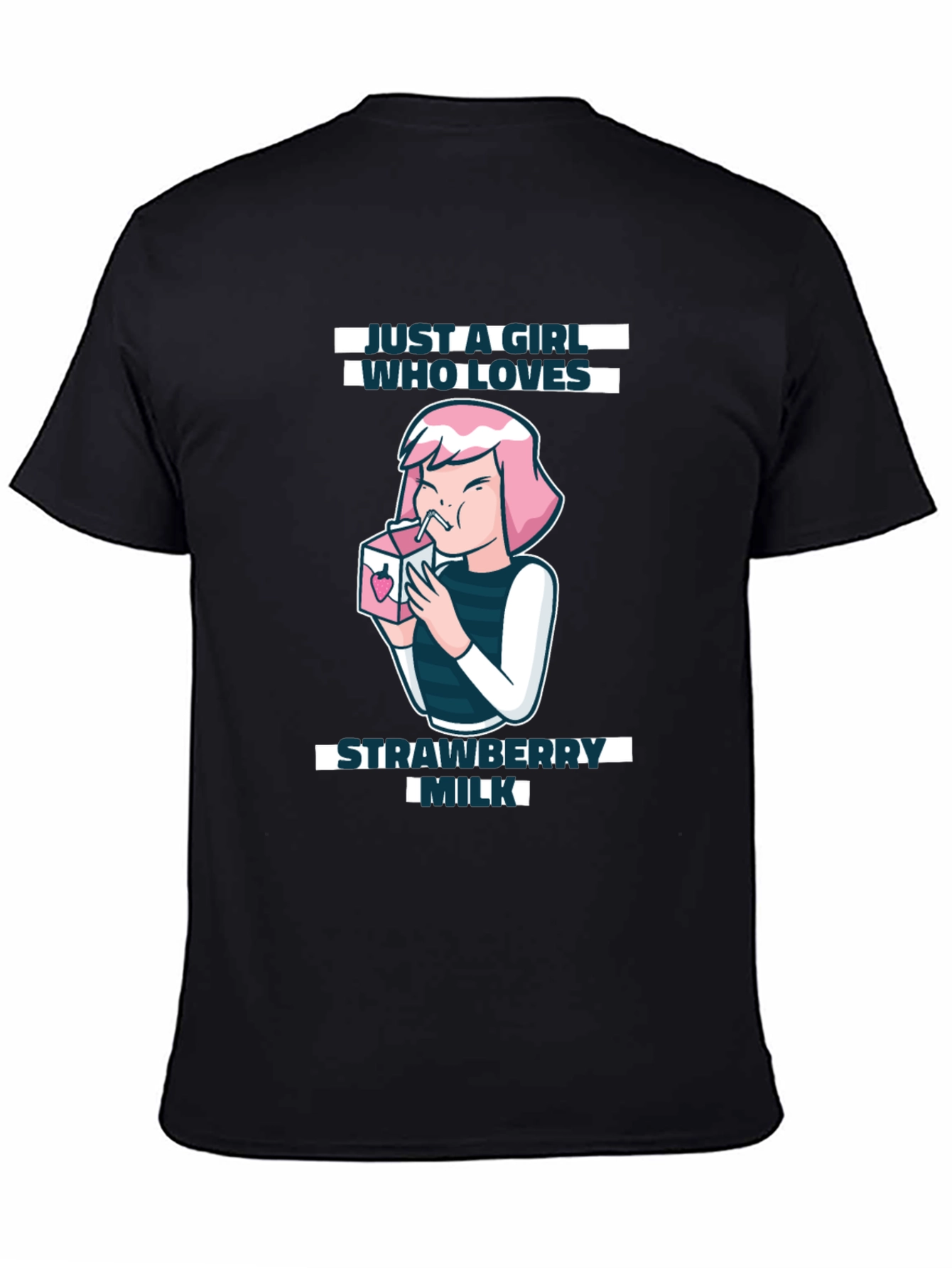 Camiseta Negra Strawberry Milk