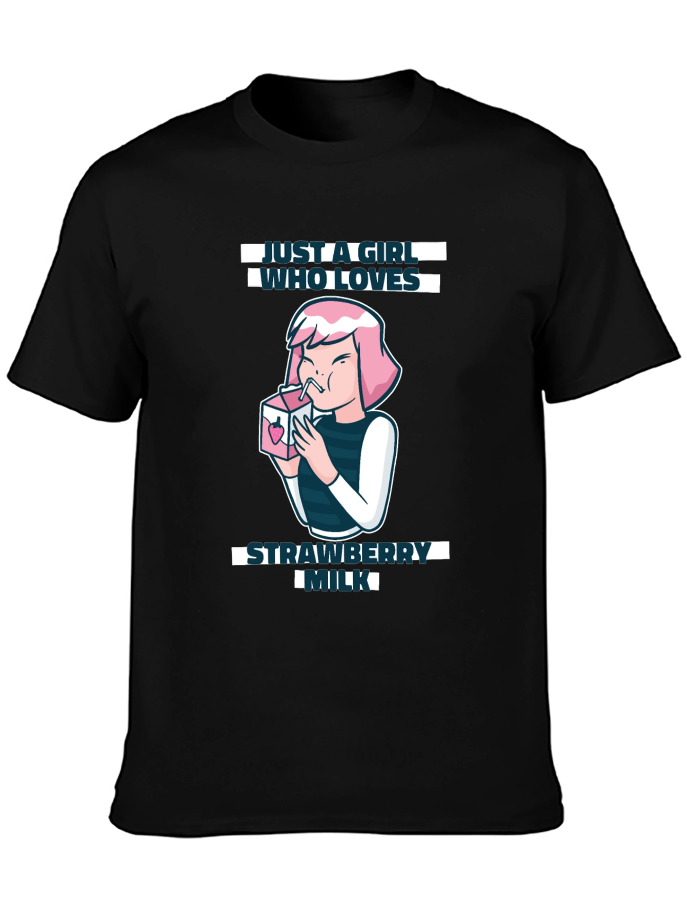 Camiseta Negra Strawberry Milk