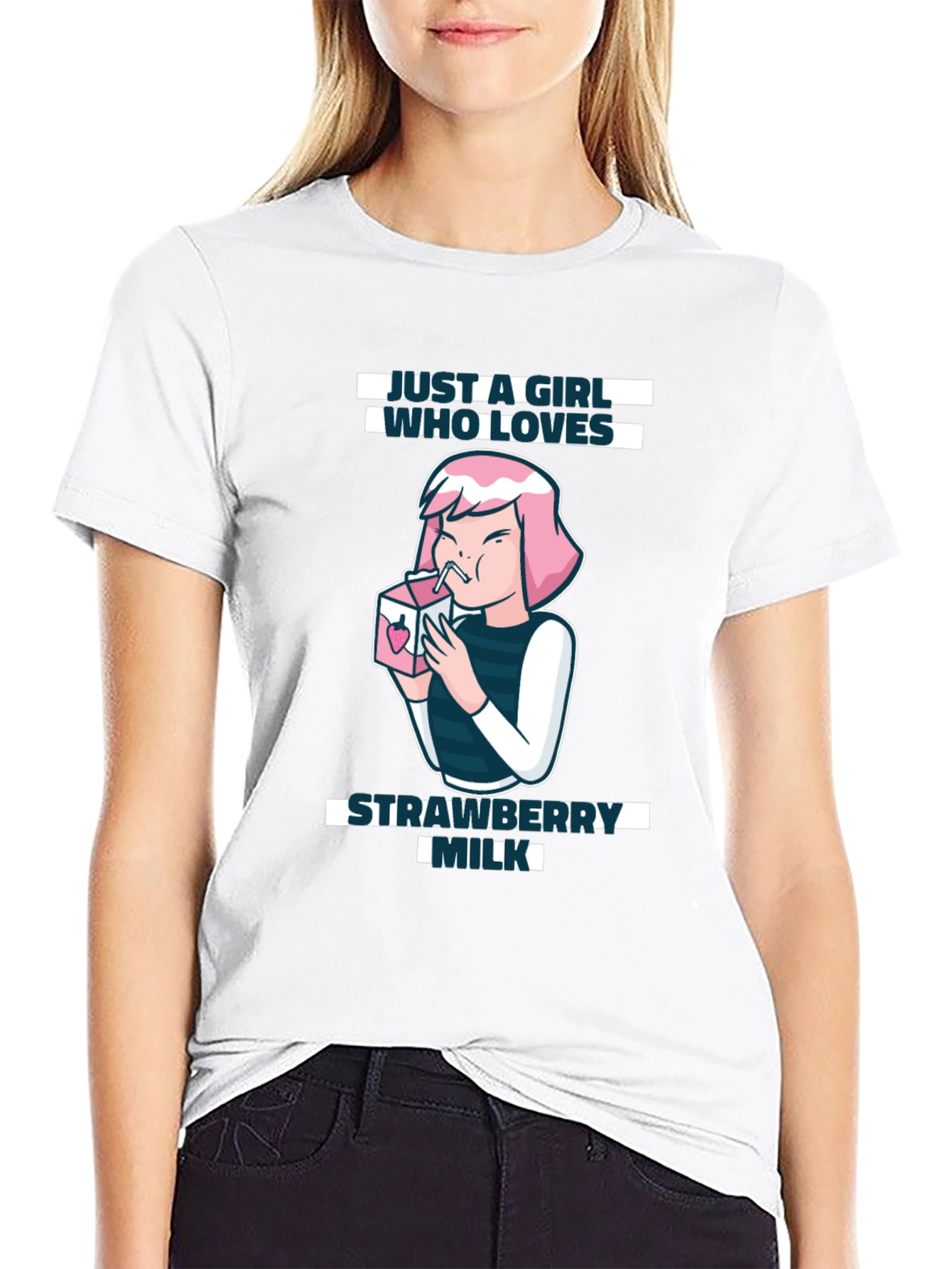 Camiseta Negra Strawberry Milk