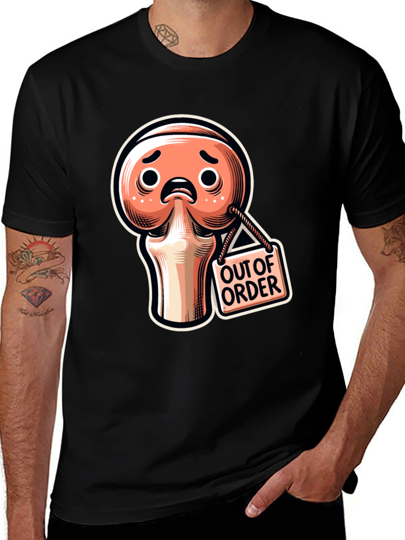 Camiseta Negra Fuera de Servicio con Diseño Articulación