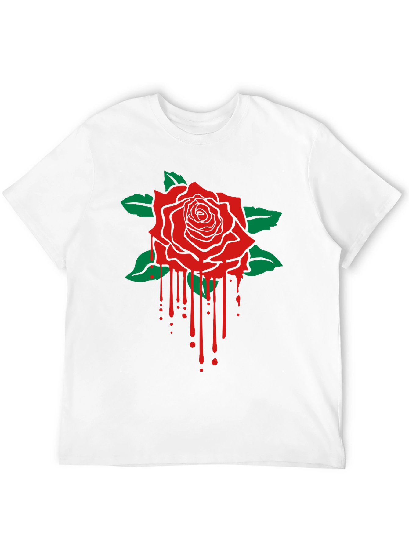 Camiseta Negra con Rosa Roja