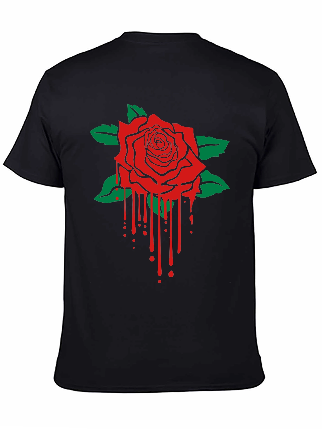 Camiseta Negra con Rosa Roja