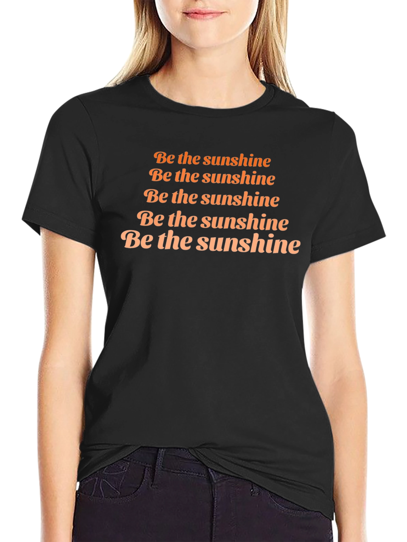 Camiseta Negra con Mensaje Inspirador Be the Sunshine