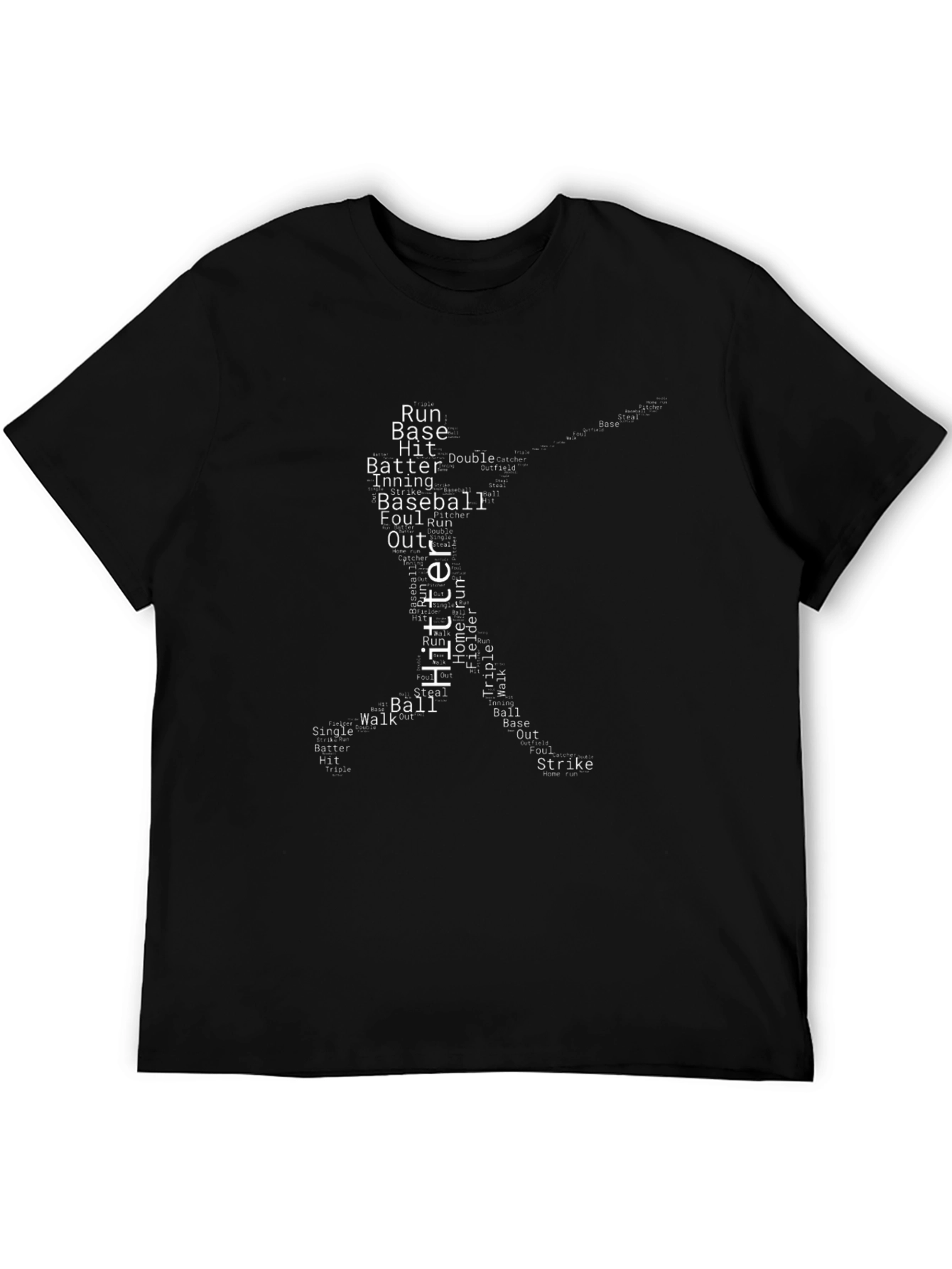 Camiseta Negra Beisbol Palabras Deportivas