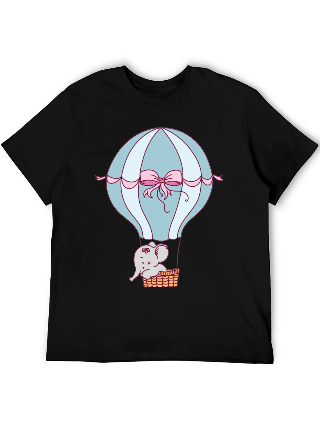 Camiseta Negra con Diseño de Globo y Elefante