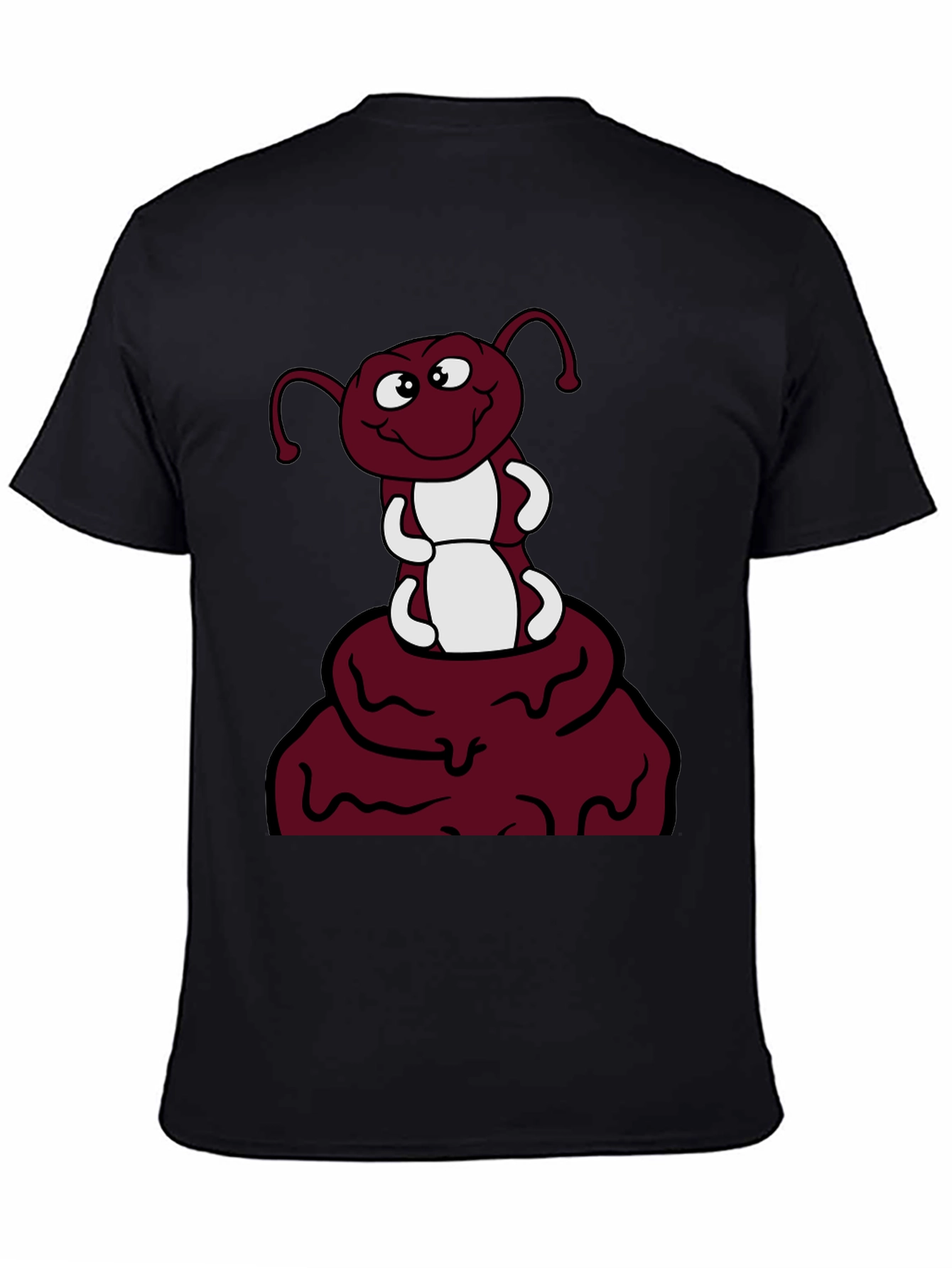 Camiseta Negra con Diseño de Hormiga Sonriente