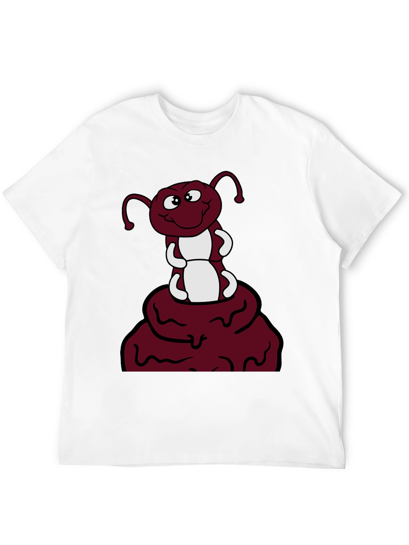 Camiseta Negra con Diseño de Hormiga Sonriente