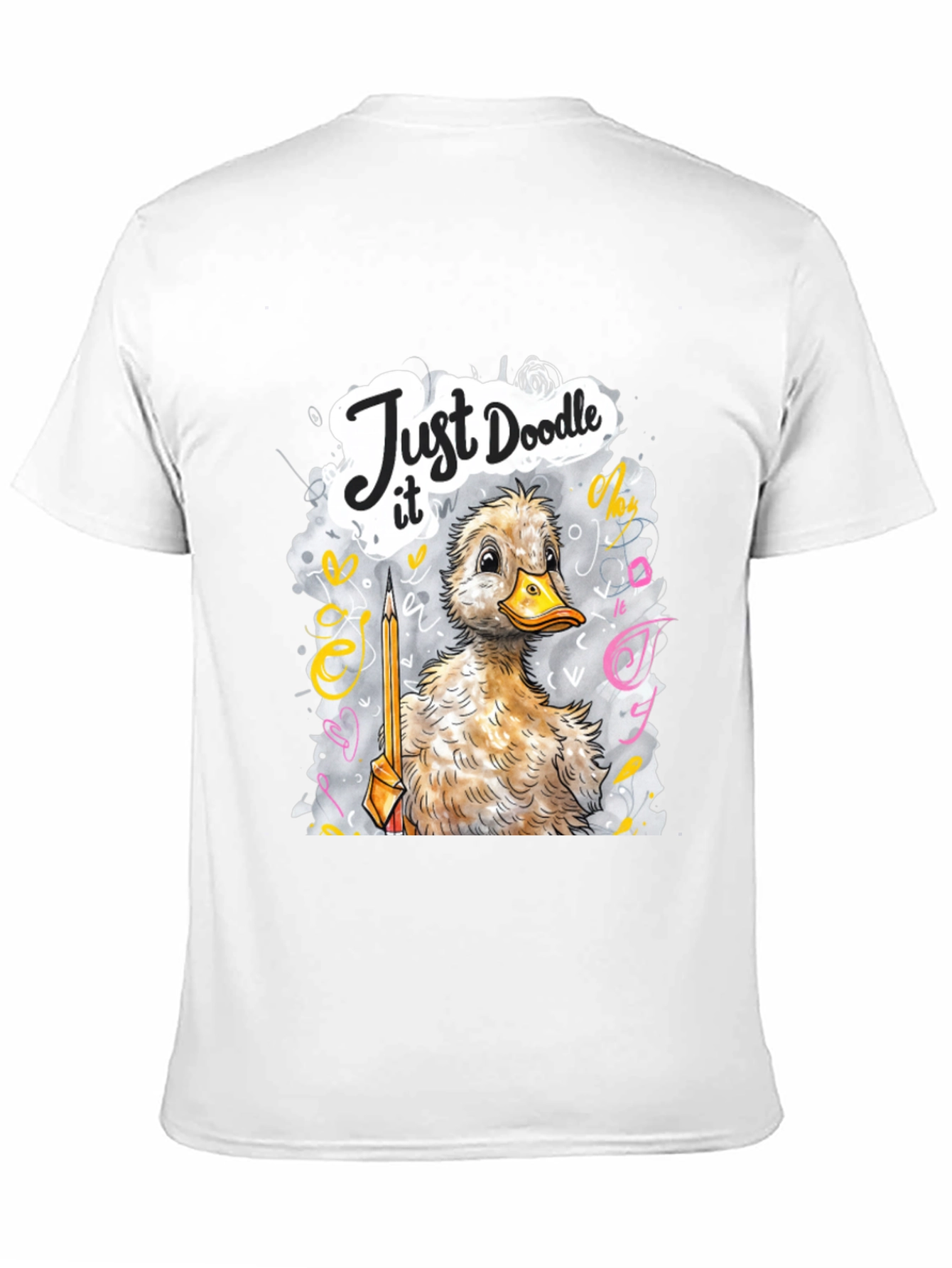 Camiseta Negra con Dibujo de Pato Doodle