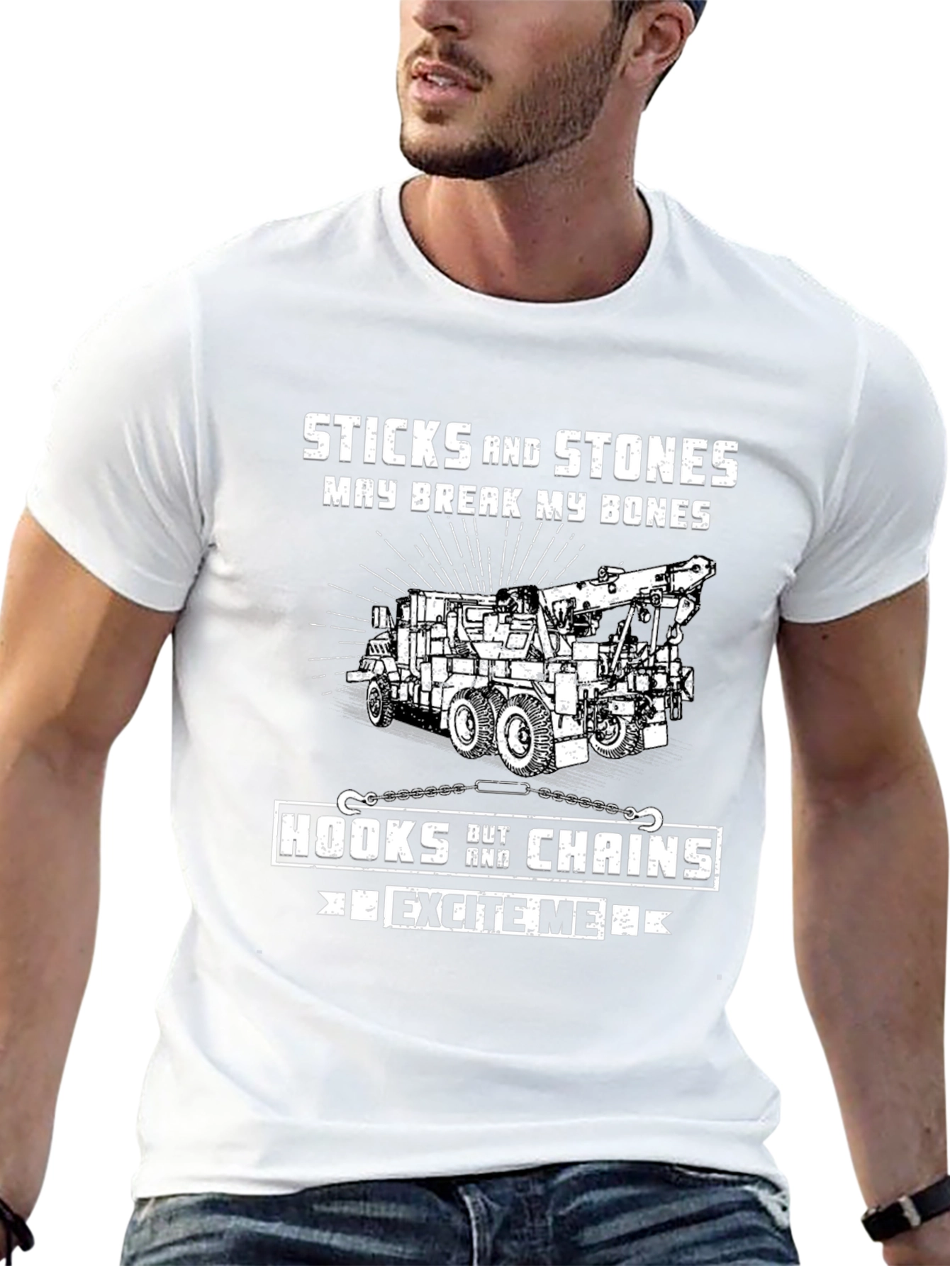 Camiseta Negra: Sticks and Stones para Amantes de Remolques