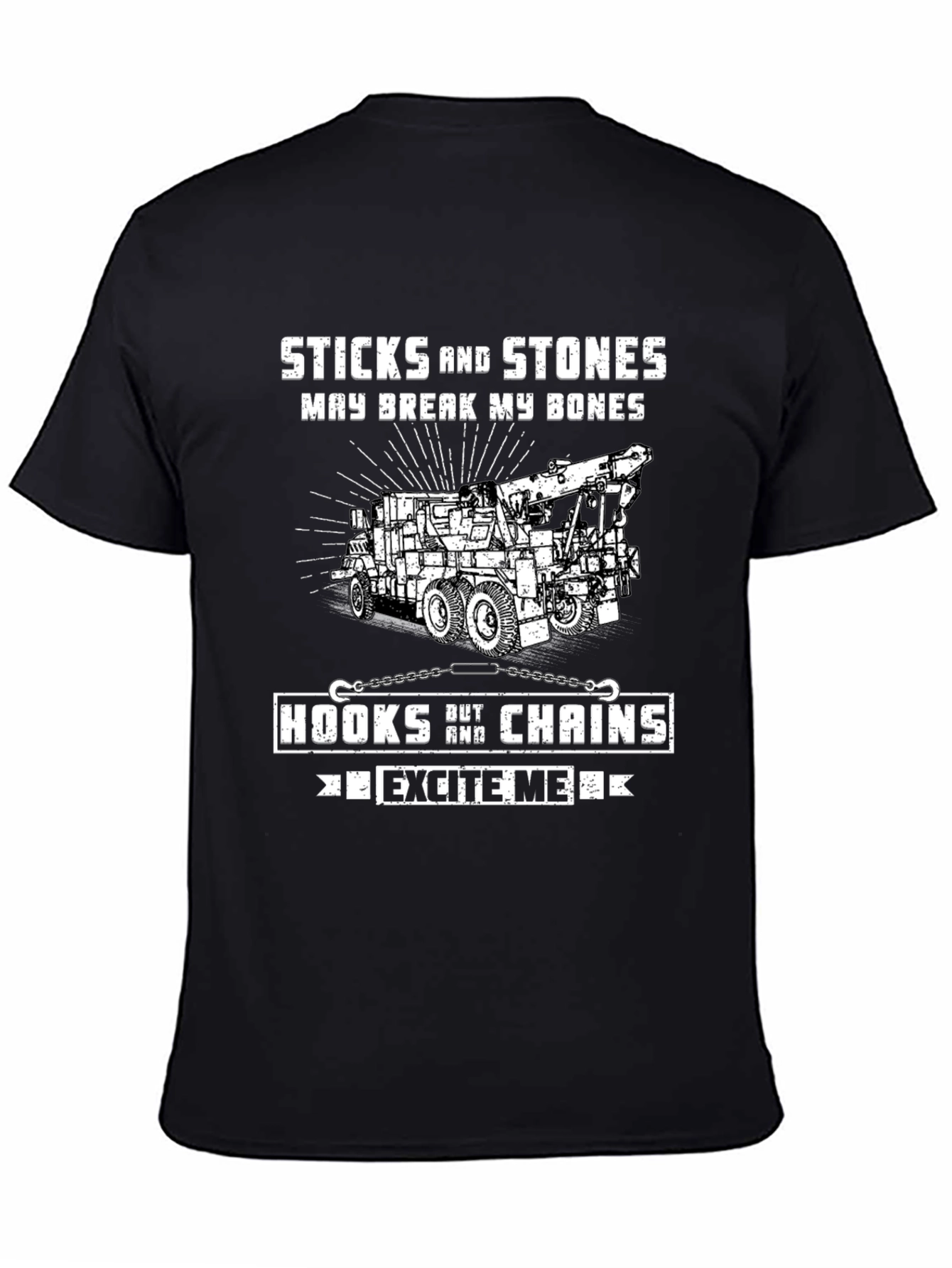 Camiseta Negra: Sticks and Stones para Amantes de Remolques