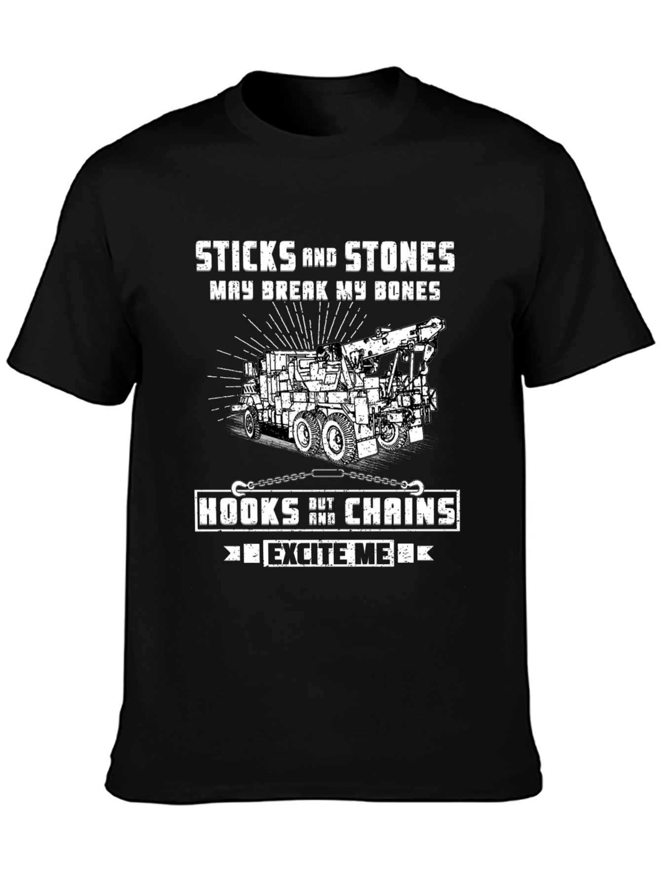 Camiseta Negra: Sticks and Stones para Amantes de Remolques
