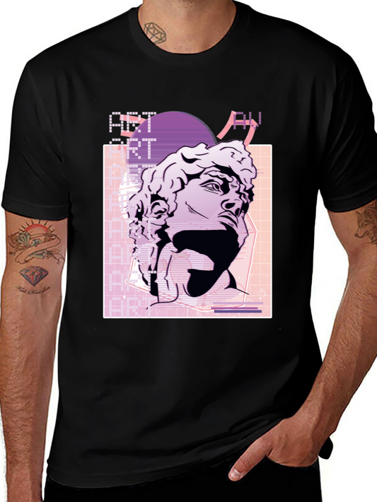 Camiseta Negra Estilo Vaporwave con Estatua David