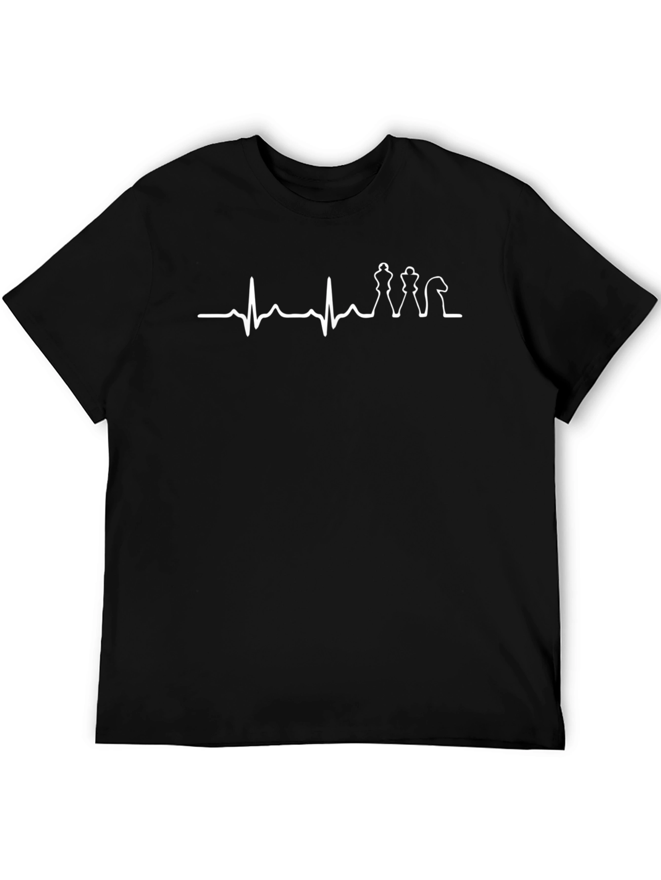 Camiseta Negra con Diseño de Latido y Ajedrez