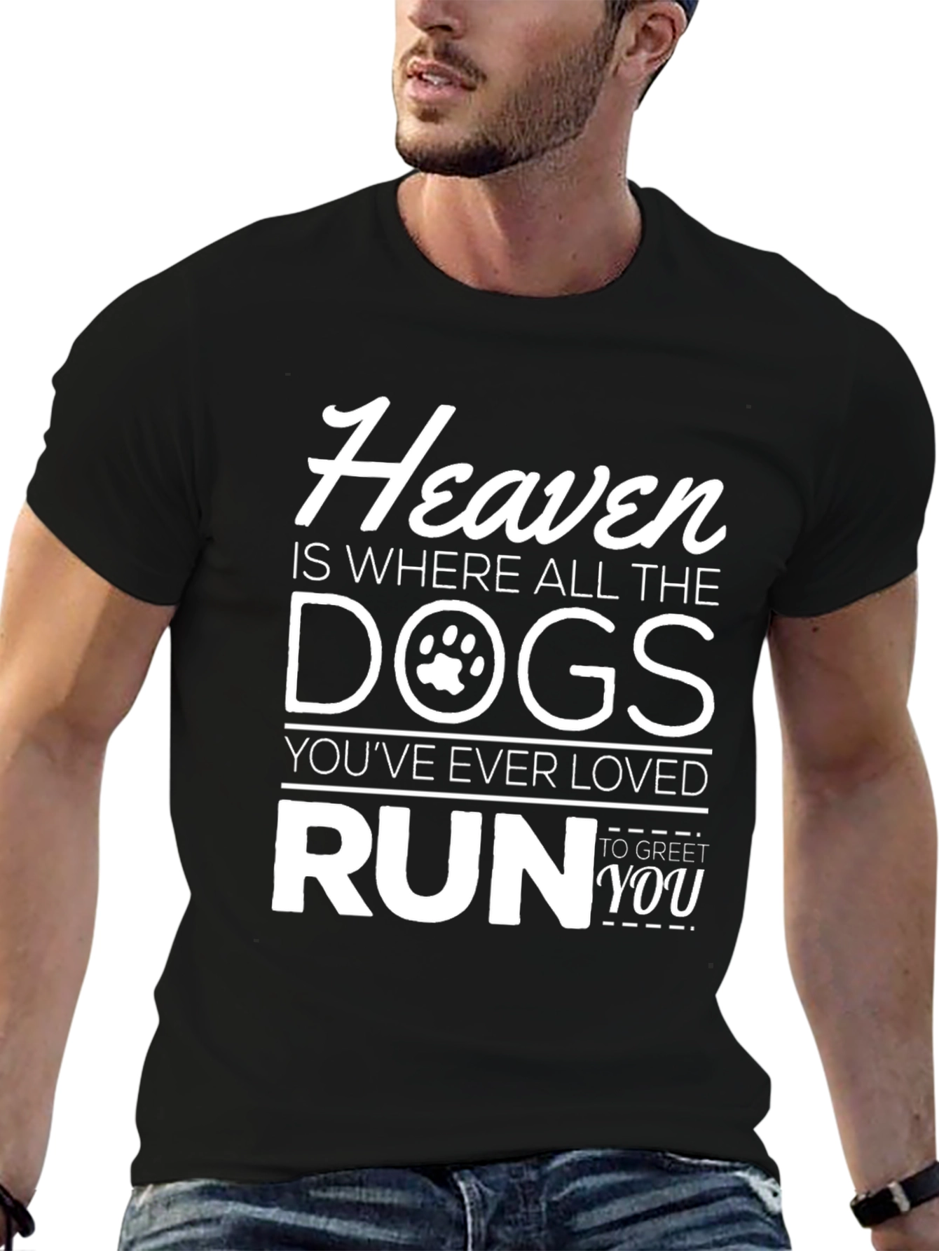 Camiseta Negra Heaven Dogs - Para Amantes de Mascotas