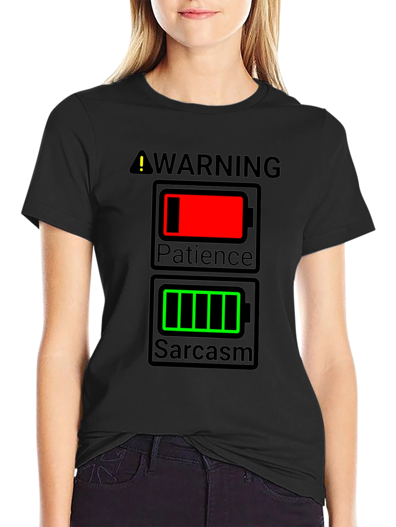 Camiseta Hombre Humorística - ¡Advertencia! Batería Sarcasmo