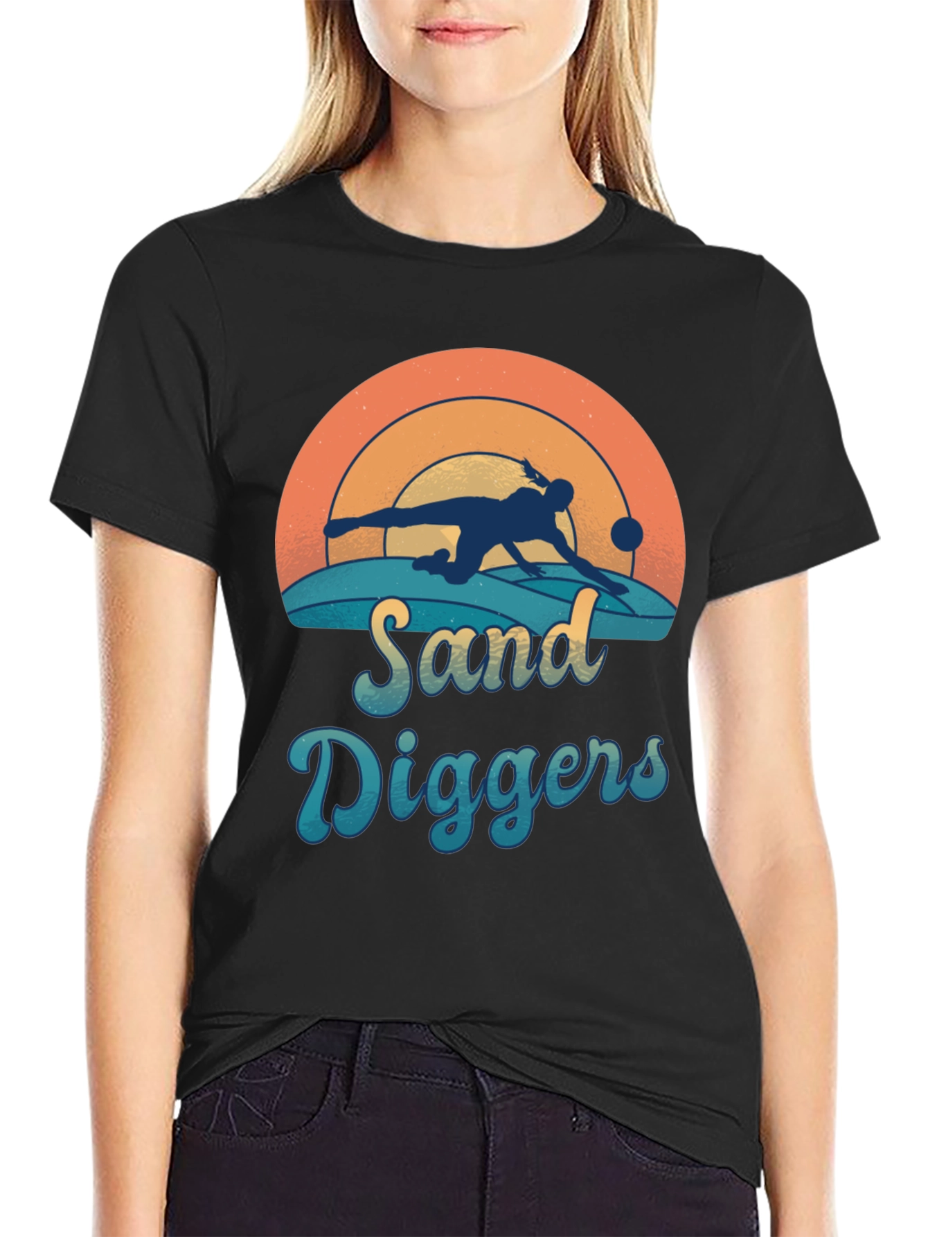 Camiseta Negra Sand Diggers Estilo Retro