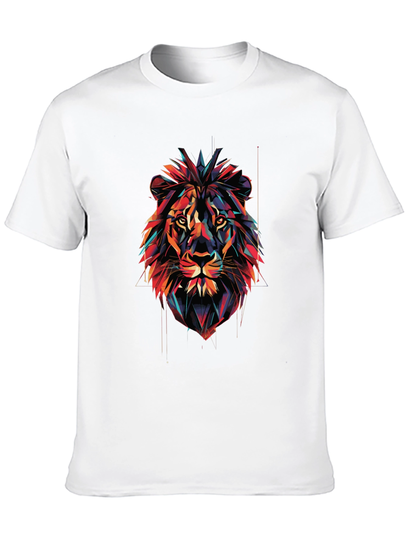 Camiseta Negra con Diseño de León Abstracto
