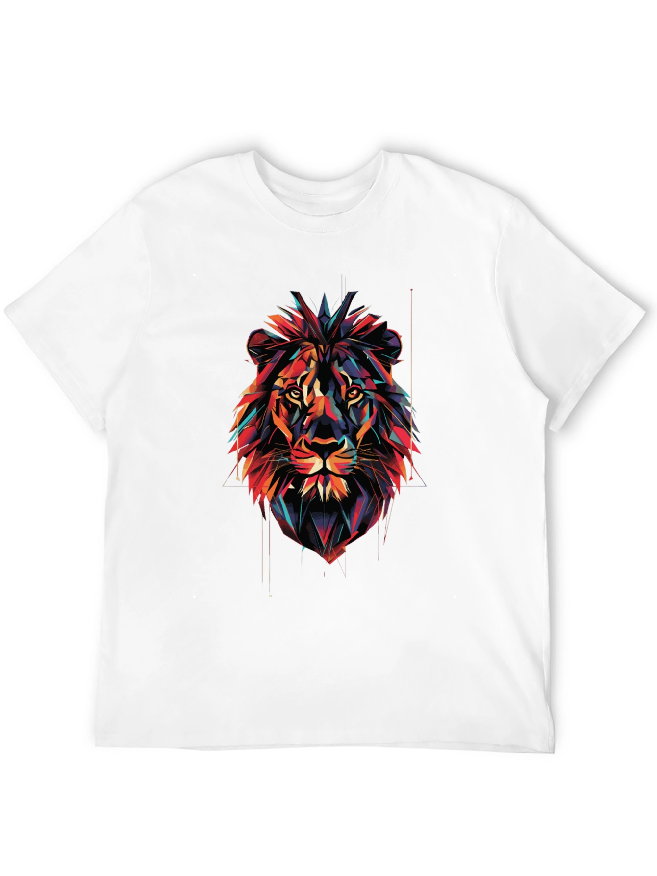 Camiseta Negra con Diseño de León Abstracto