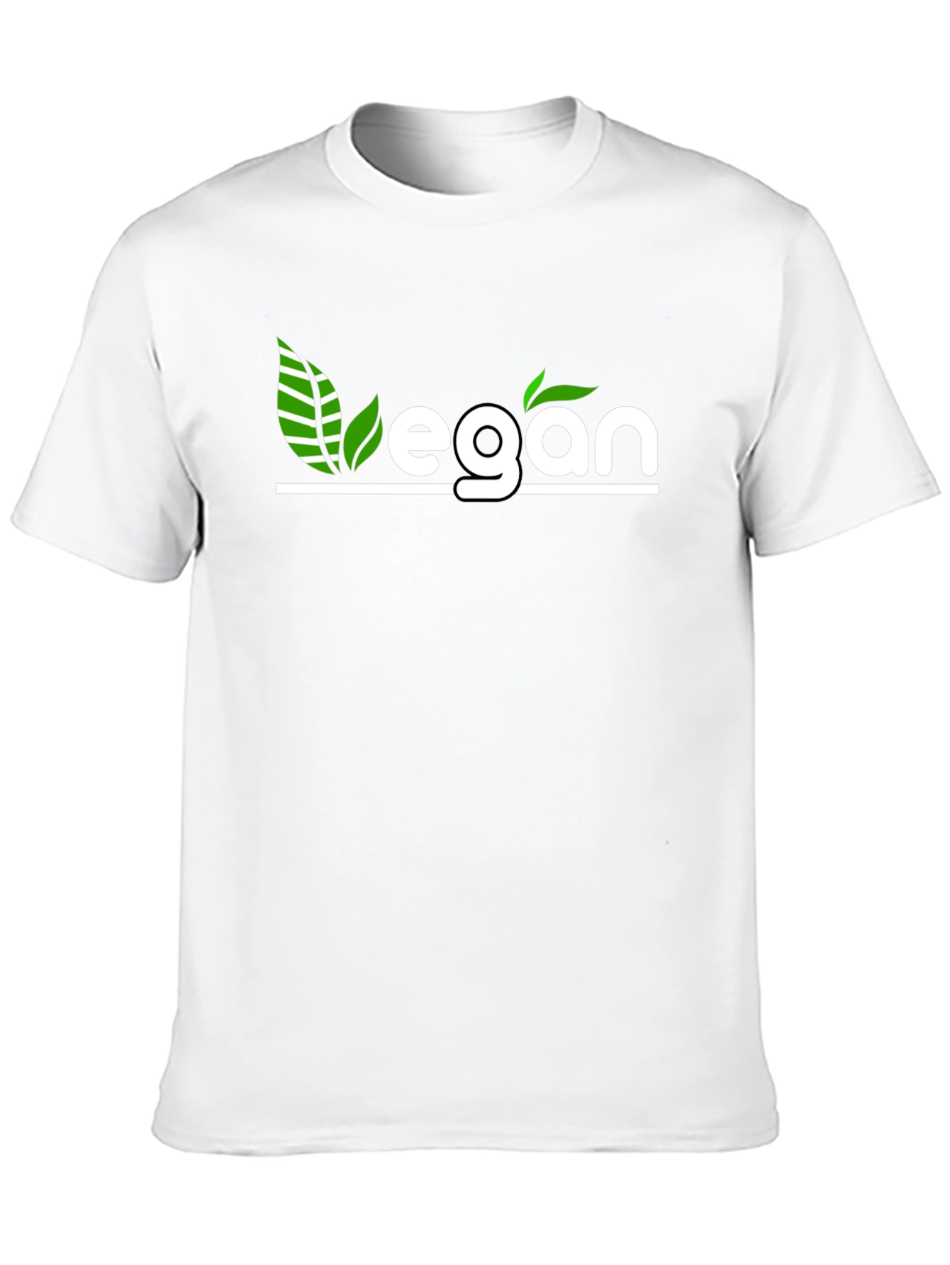 Camiseta Negra Vegana con Diseño de Hojas Verdes