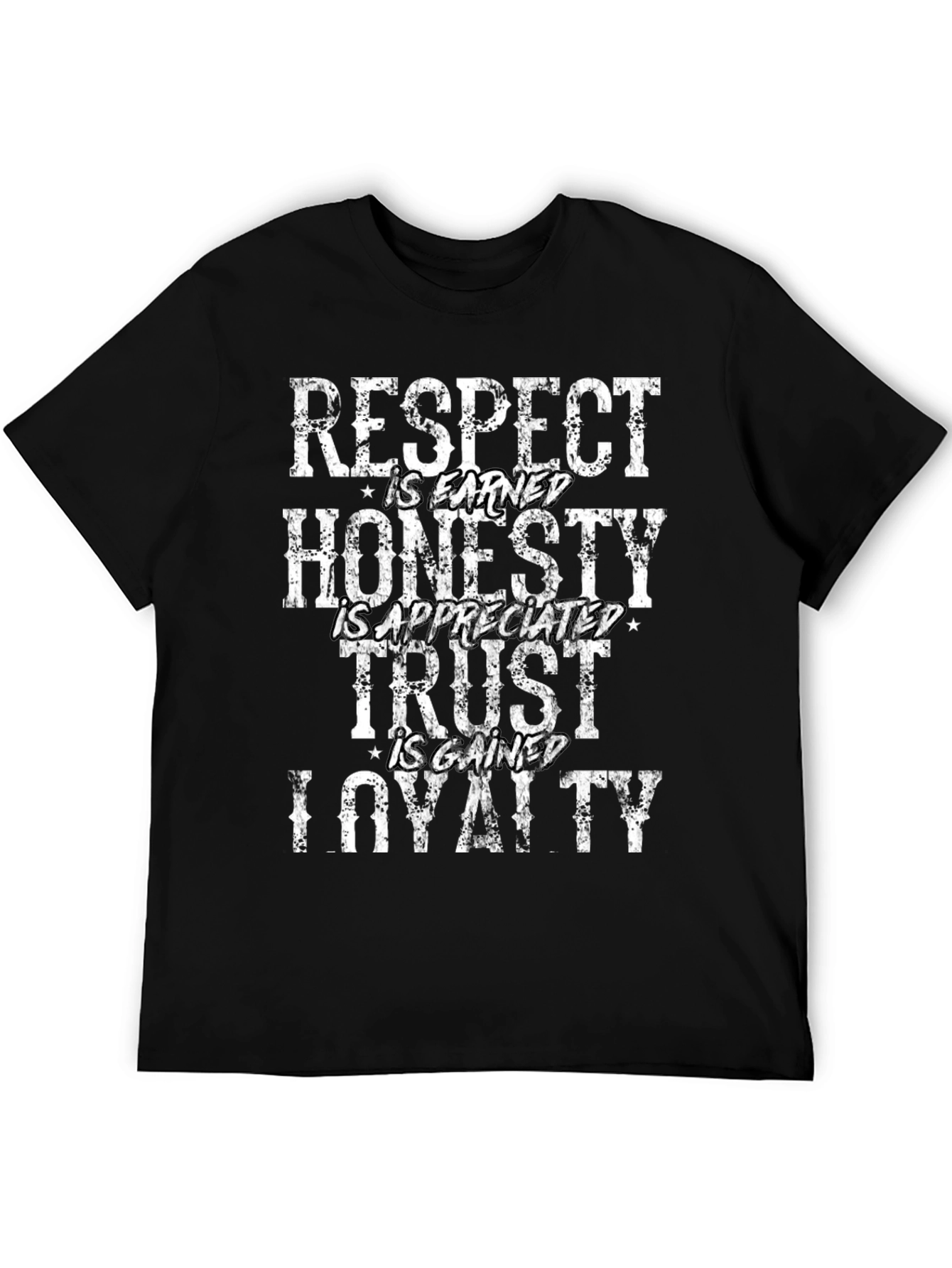 Camiseta Negra: Respeto Honradez Confianza Lealtad