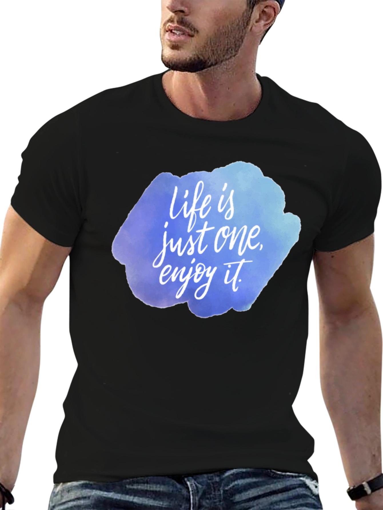 Camiseta Negra con Estampado Life is just one