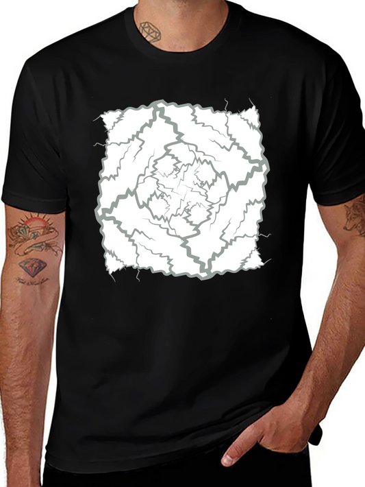 Camiseta Negra con Diseño Abstracto de Rayos