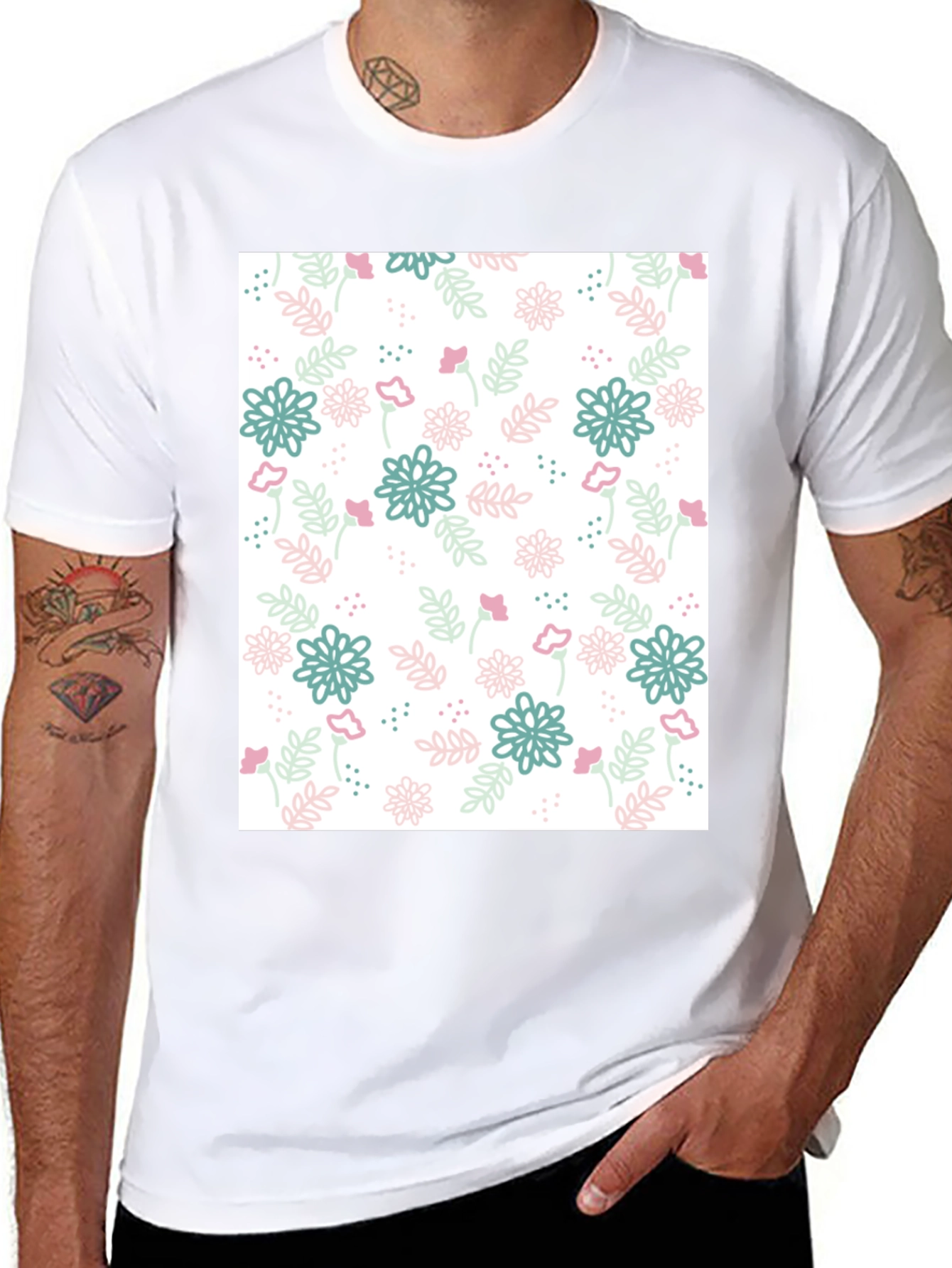 Camiseta Negra Estampado Floral