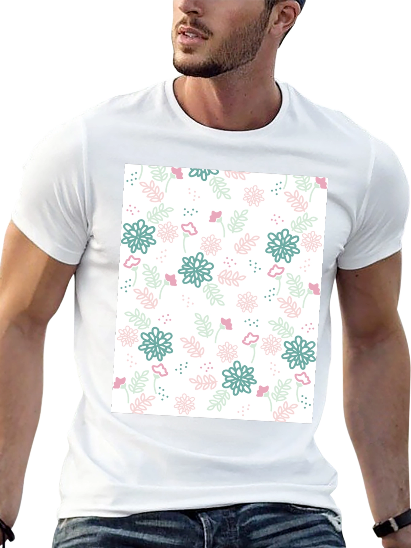 Camiseta Negra Estampado Floral
