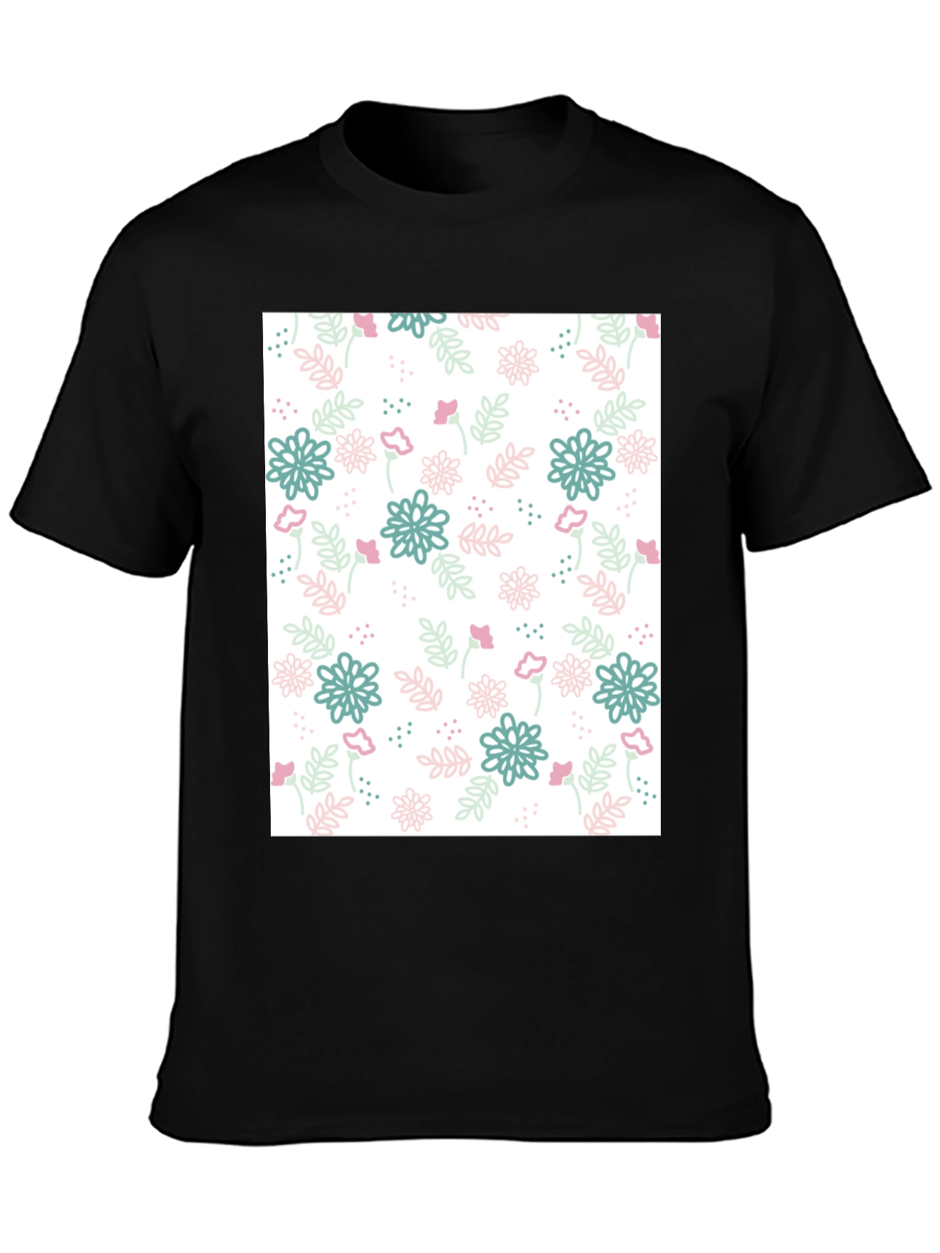 Camiseta Negra Estampado Floral
