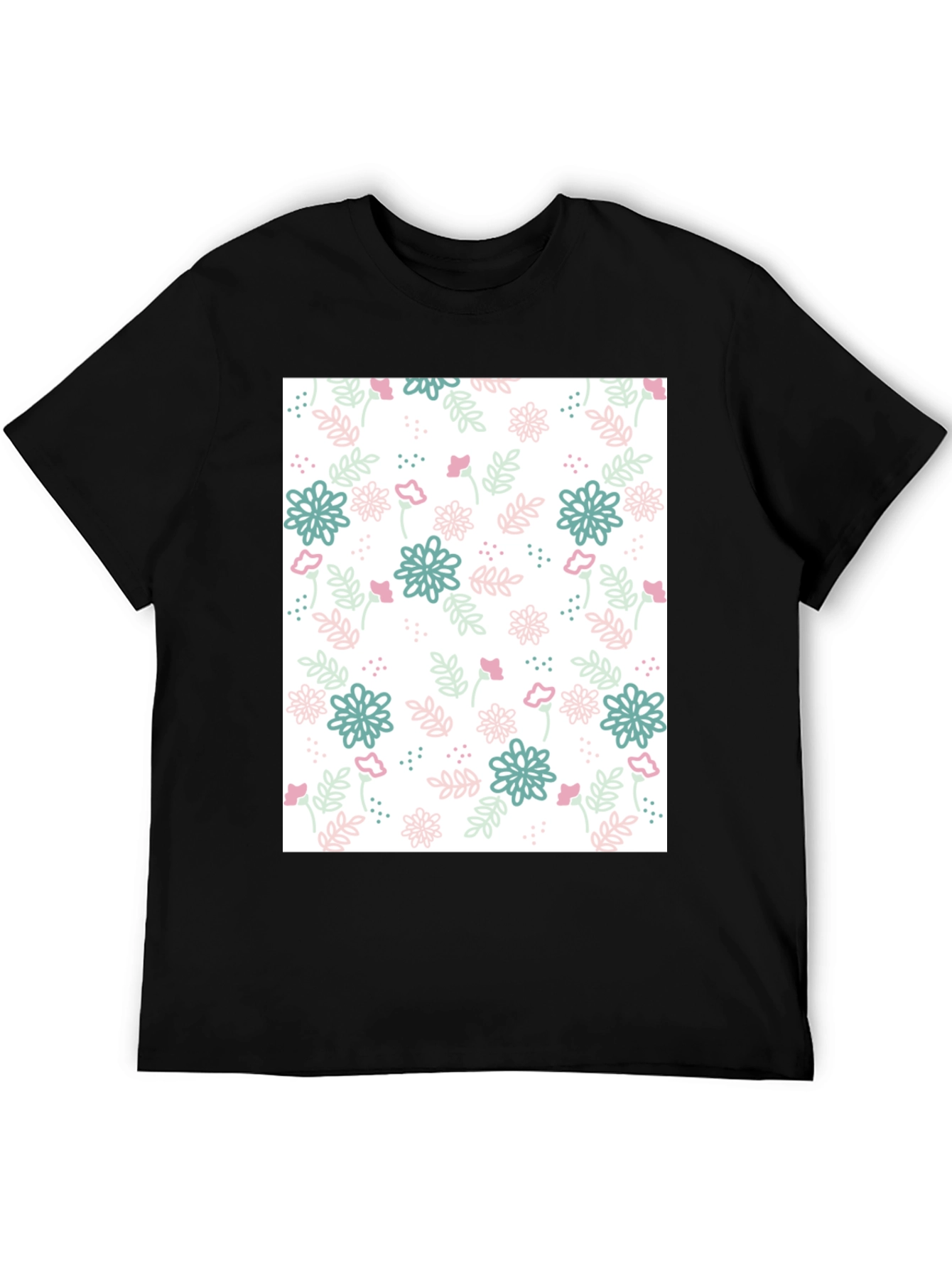 Camiseta Negra Estampado Floral