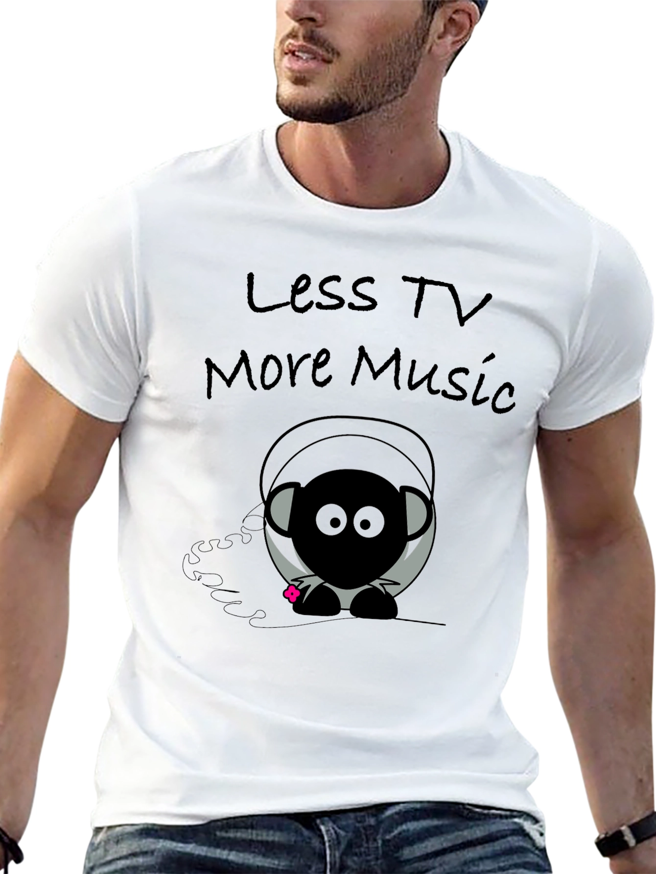 Camiseta Negra con Diseño Musical