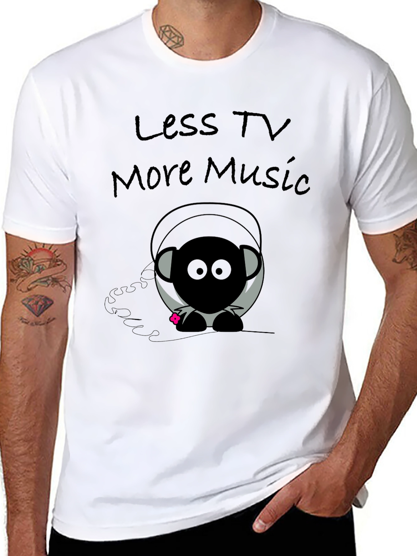 Camiseta Negra con Diseño Musical