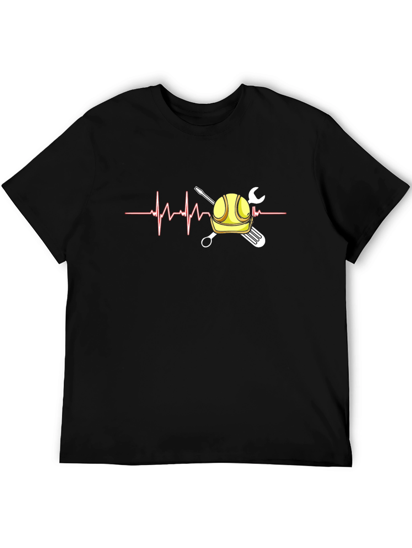 Camiseta Negra con Diseño de Latido de Ingeniero