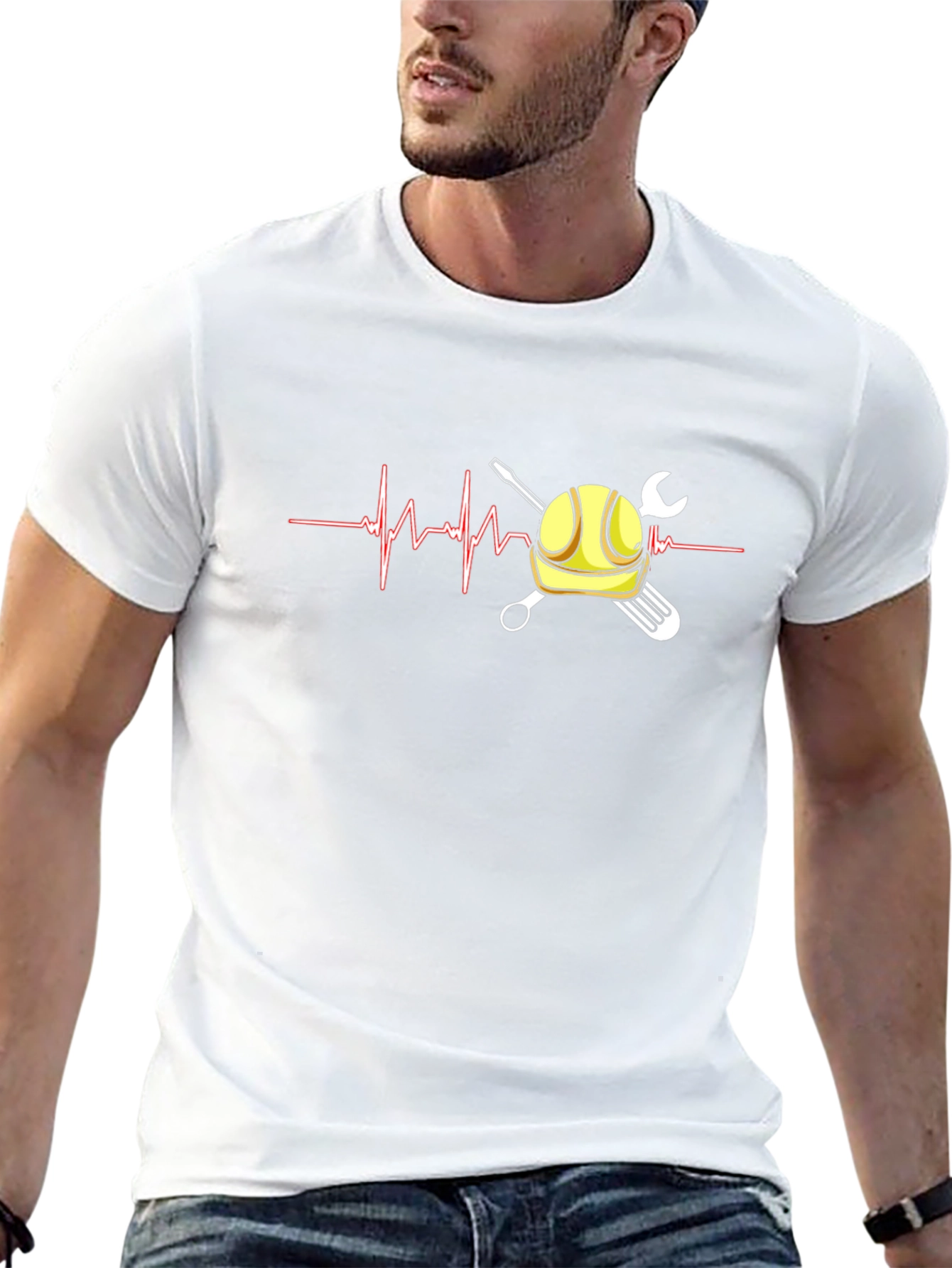 Camiseta Negra con Diseño de Latido de Ingeniero