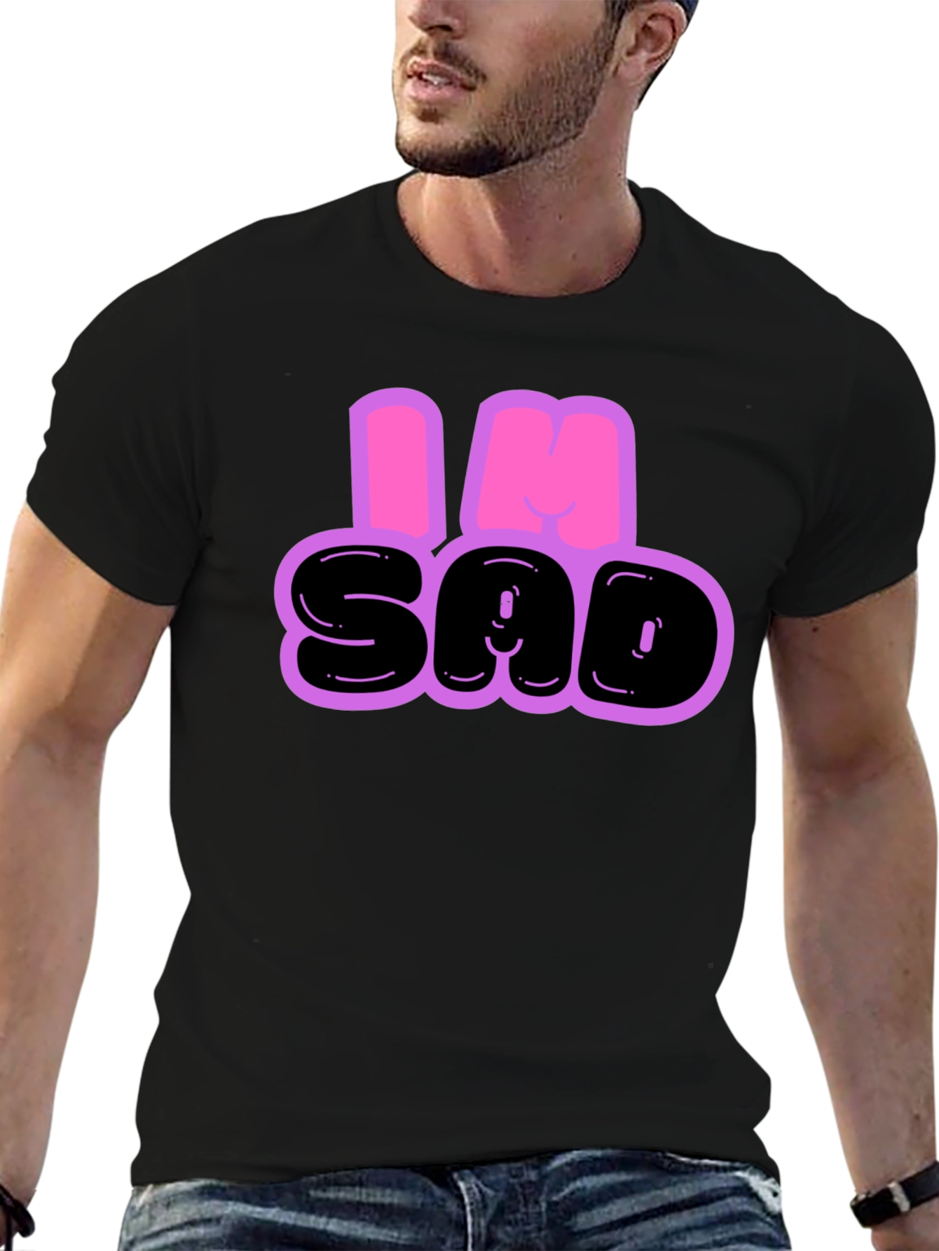 Camiseta Hombre - Diseño Im Sad Negro