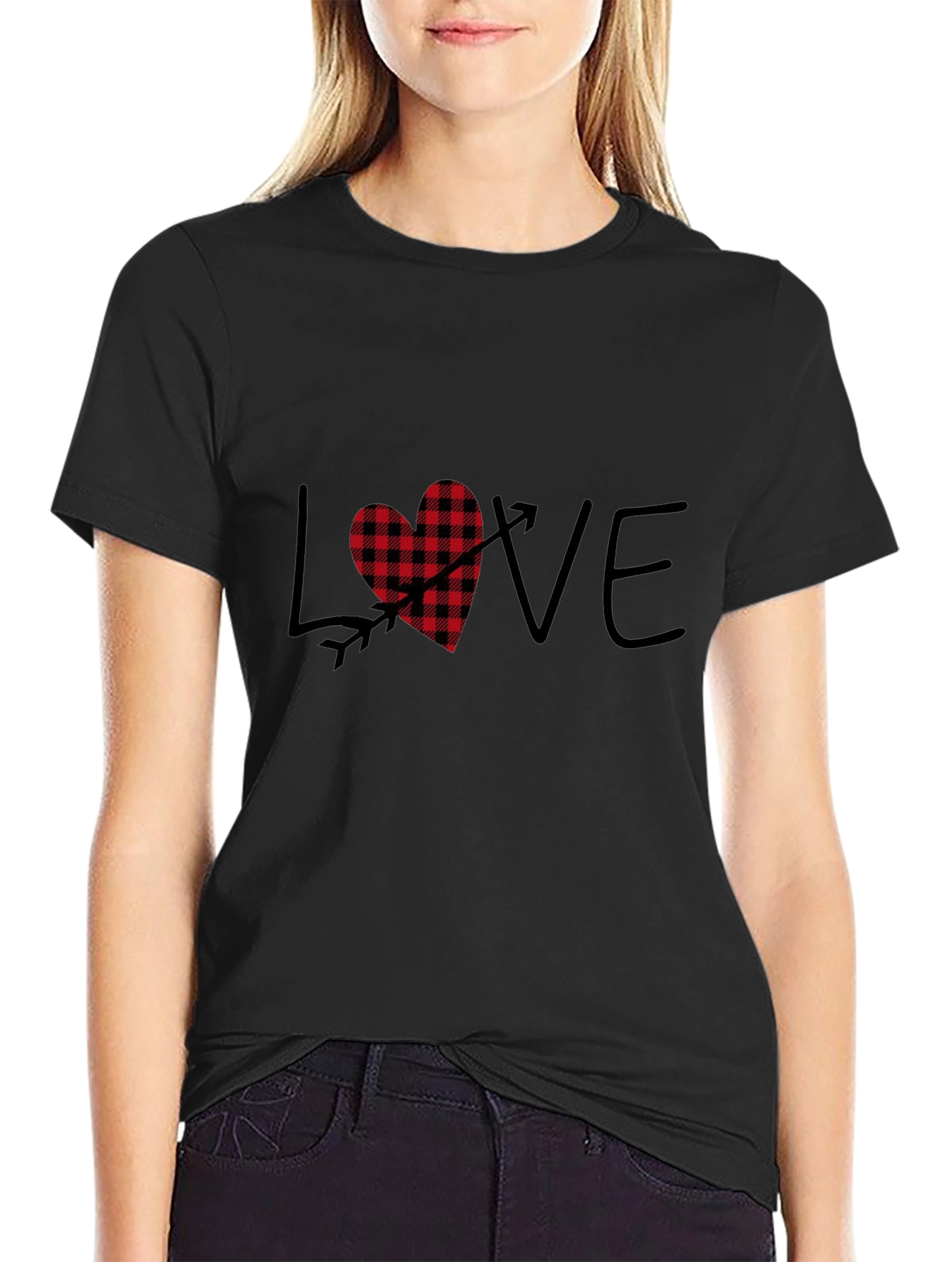 Camiseta Negra Estampada Amor