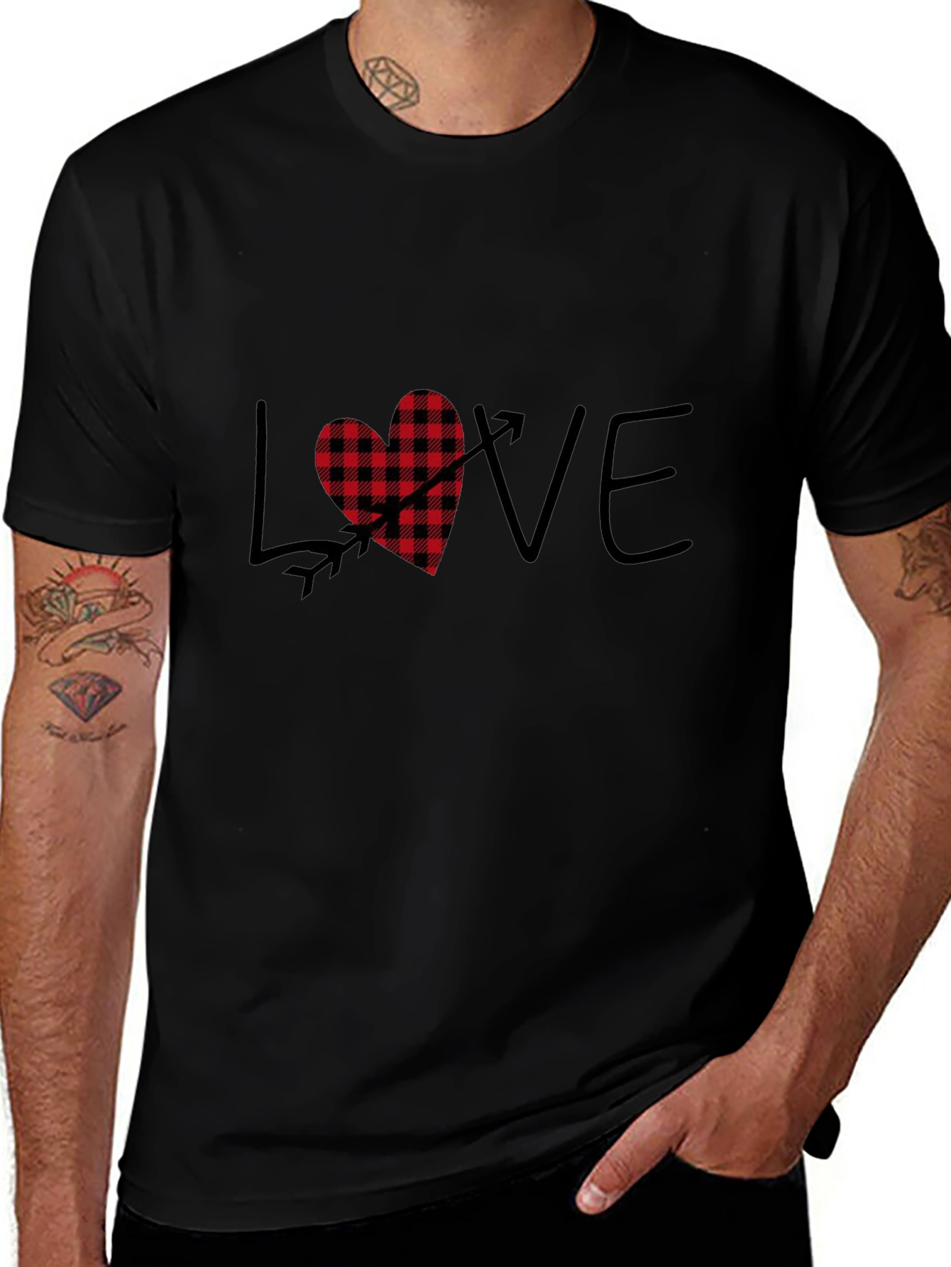 Camiseta Negra Estampada Amor