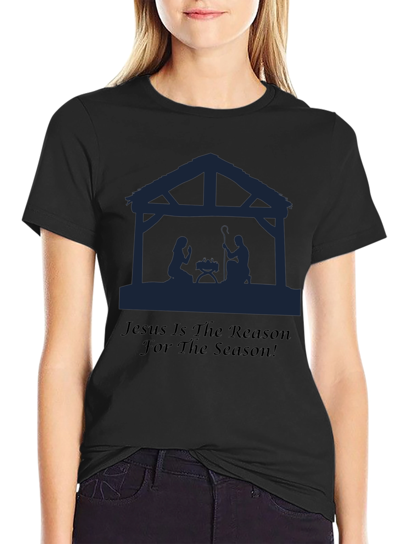 Camiseta Negra: Jesús es la Razón de la Navidad