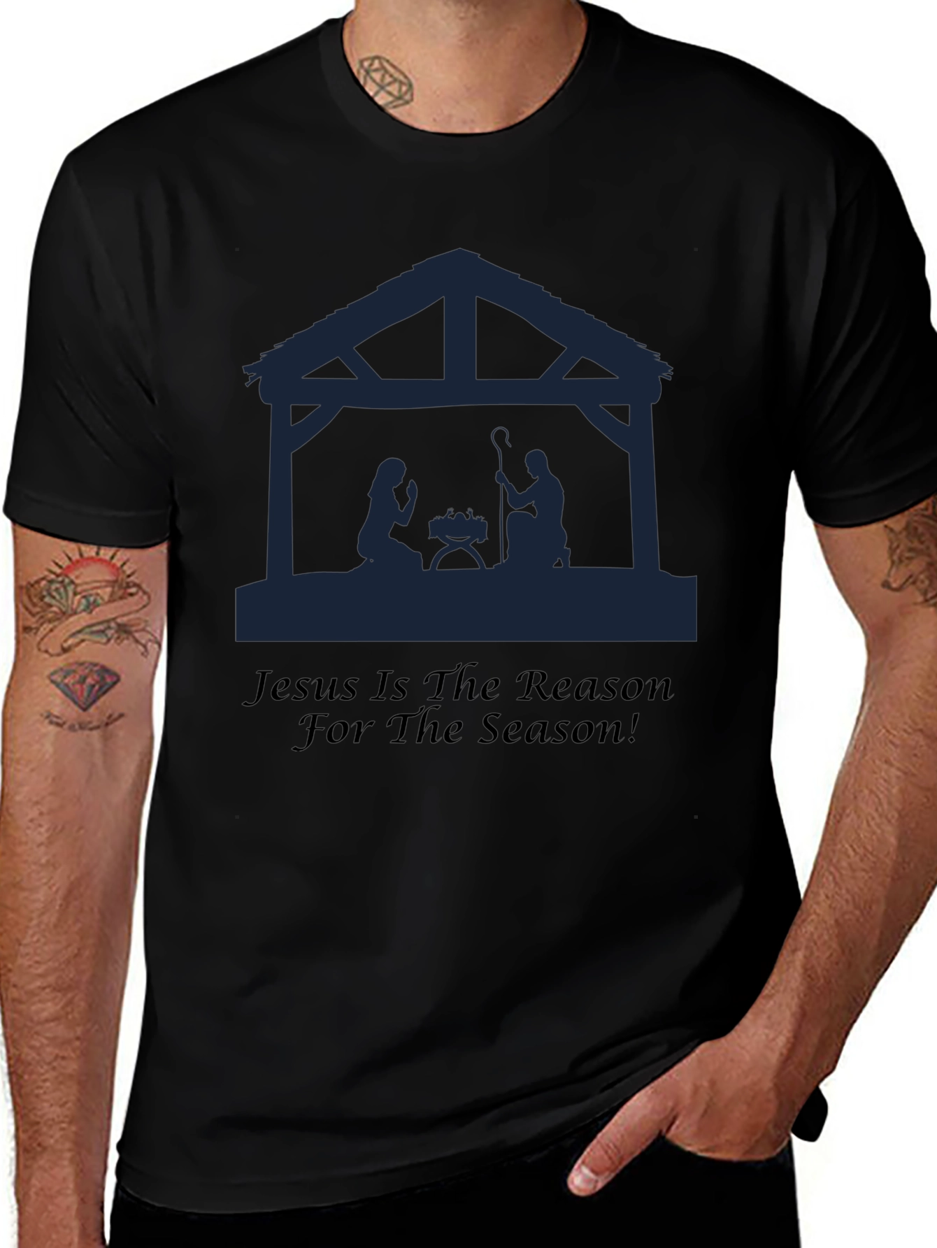 Camiseta Negra: Jesús es la Razón de la Navidad