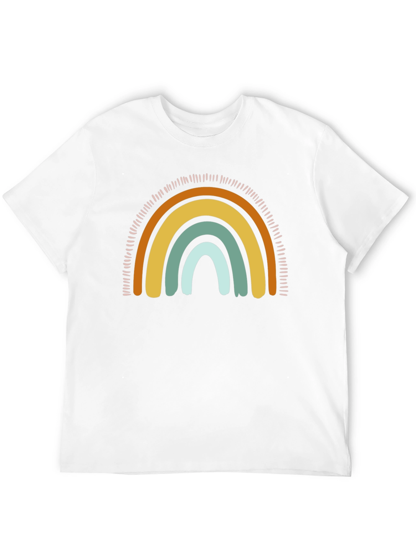 Camiseta Negra con Diseño de Arcoíris Boho