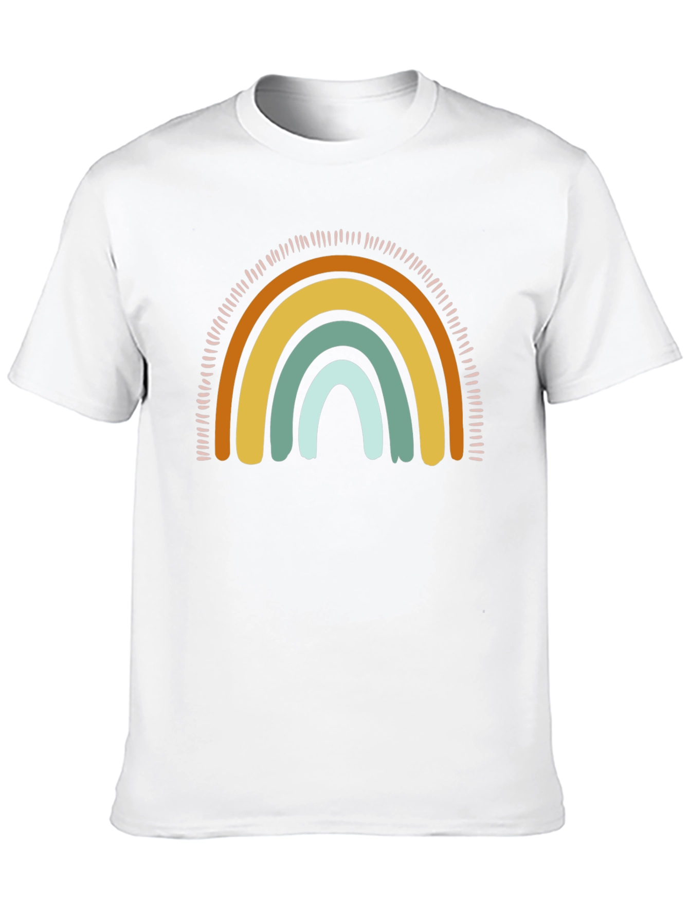 Camiseta Negra con Diseño de Arcoíris Boho