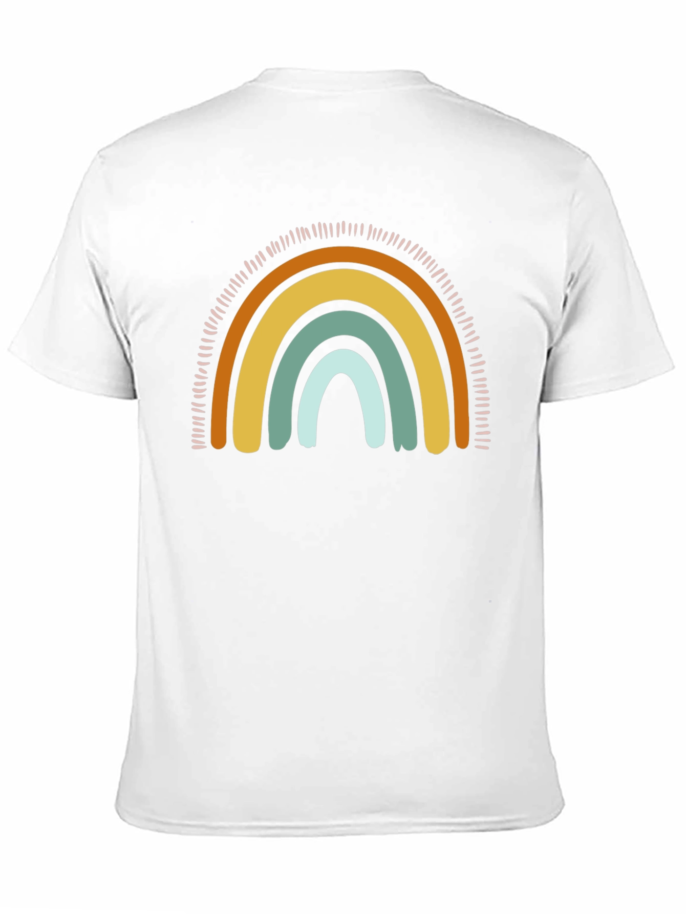 Camiseta Negra con Diseño de Arcoíris Boho