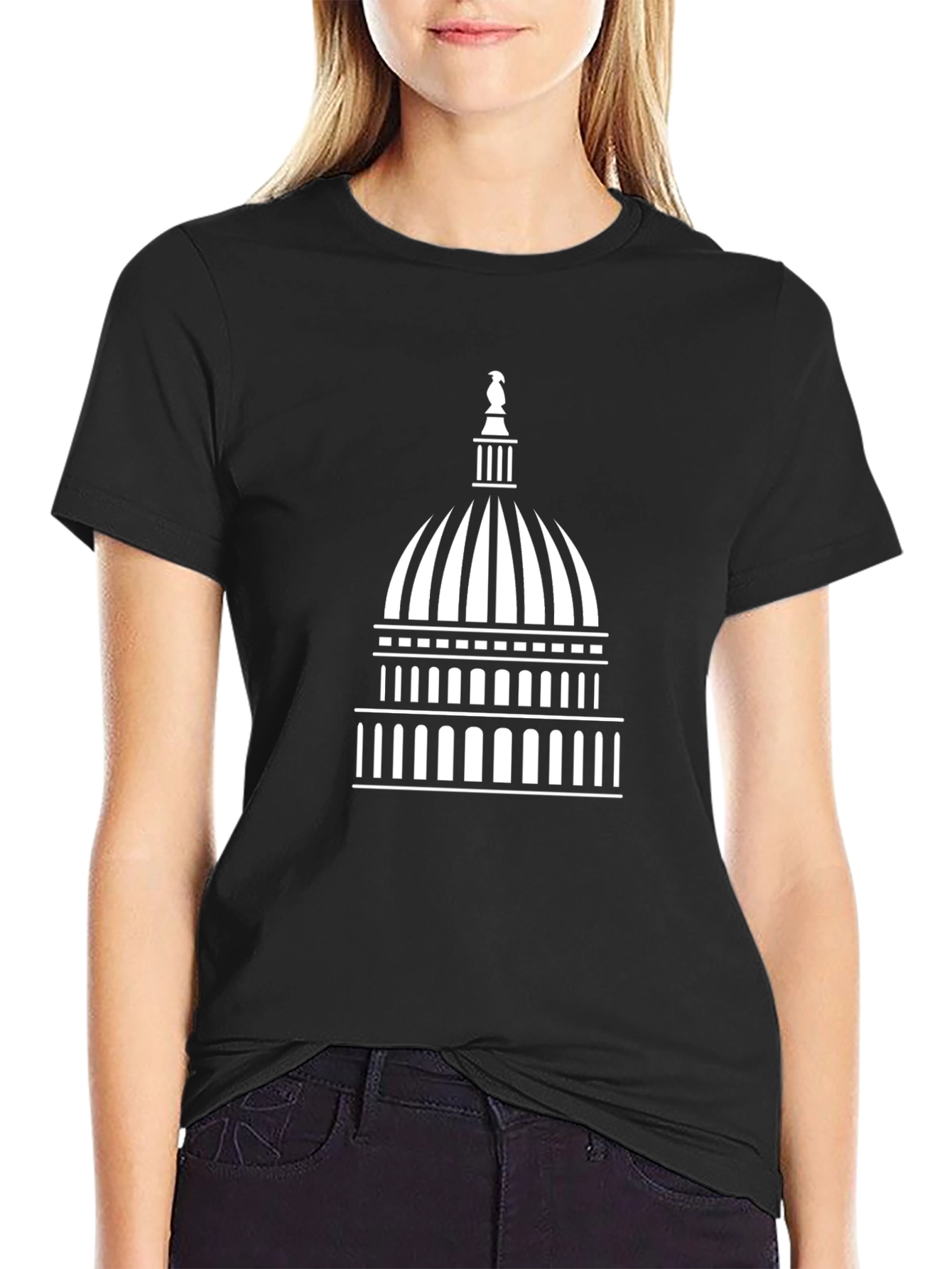 Camiseta Negra con Diseño del Capitolio Estadounidense