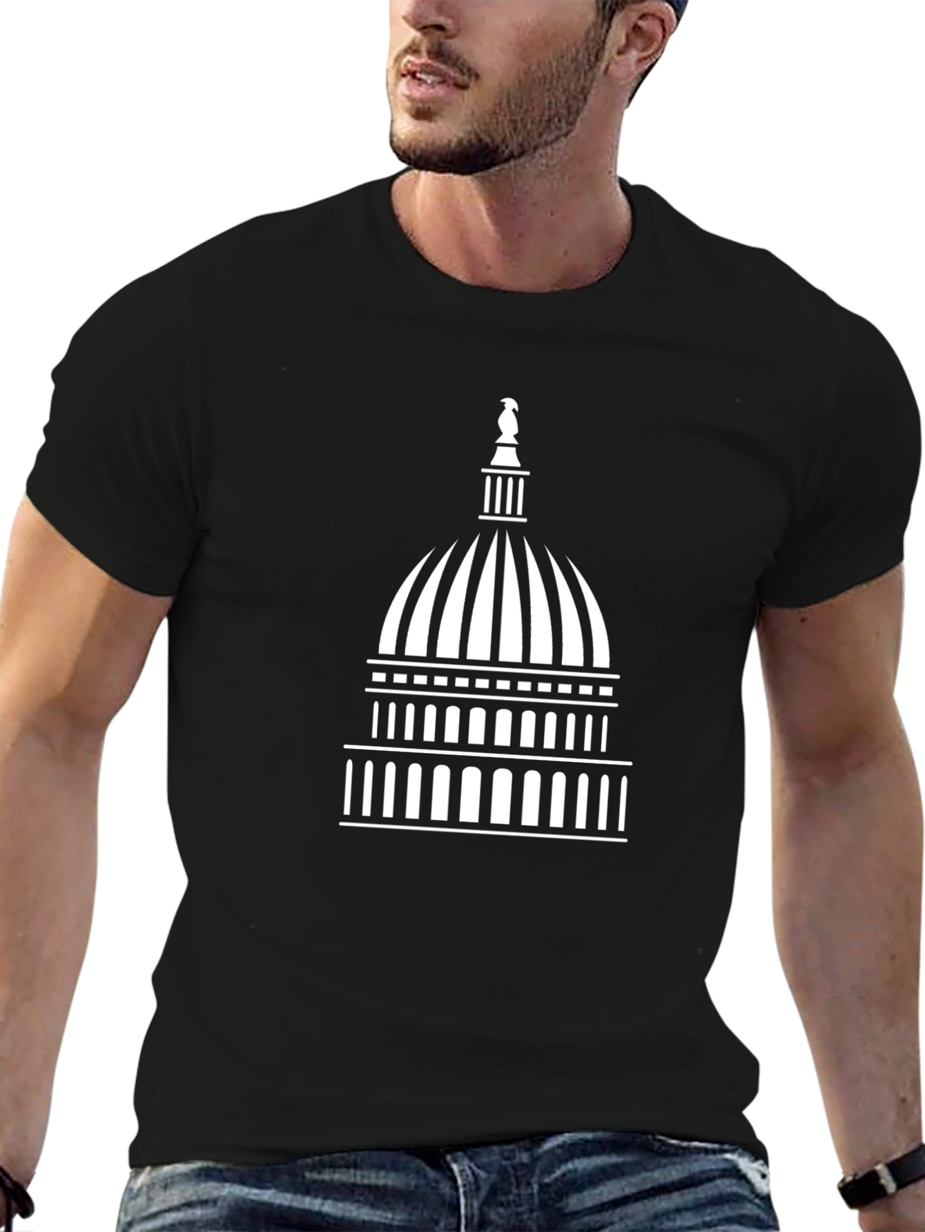 Camiseta Negra con Diseño del Capitolio Estadounidense