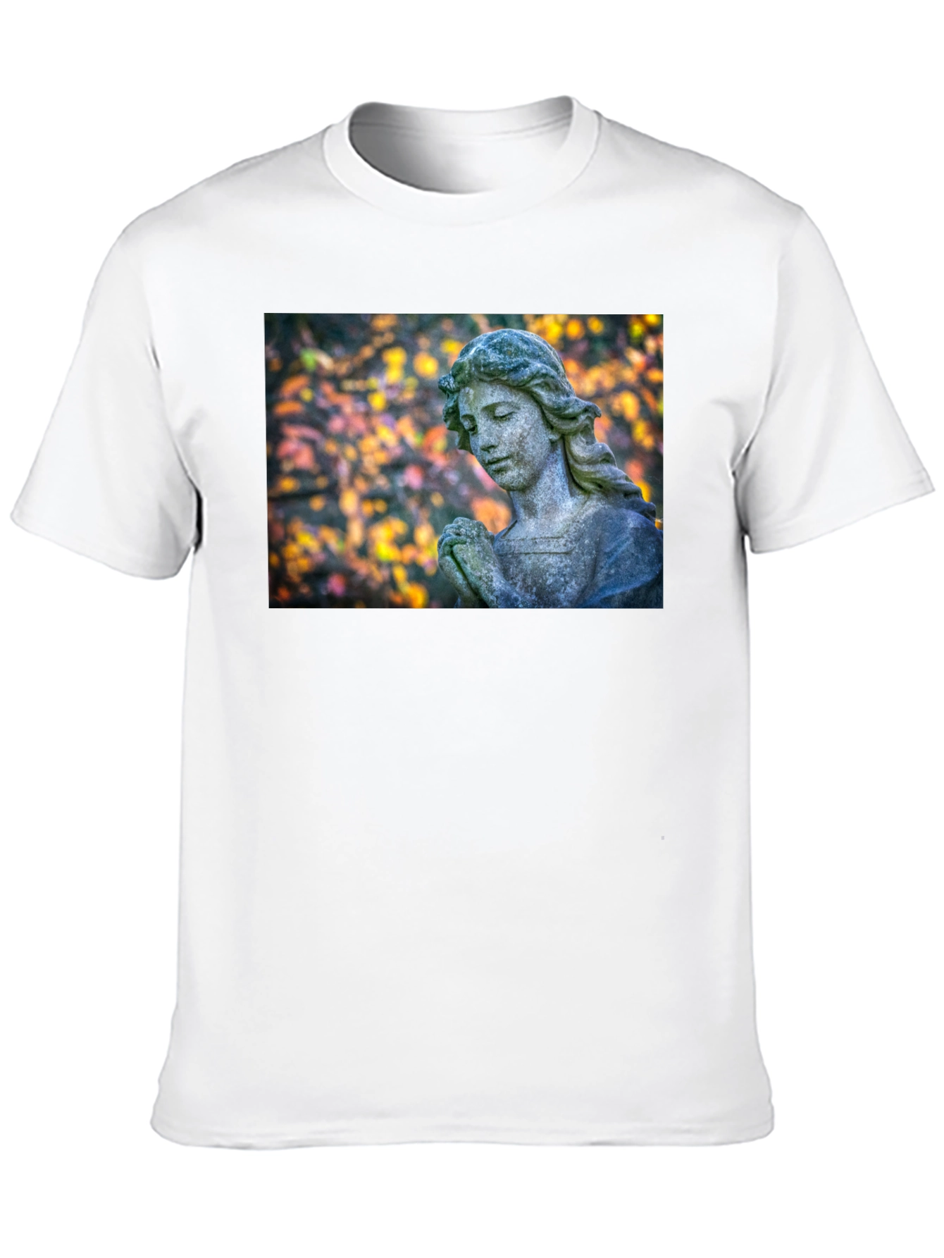 Camiseta Negra con Estatua de Ángel Praying