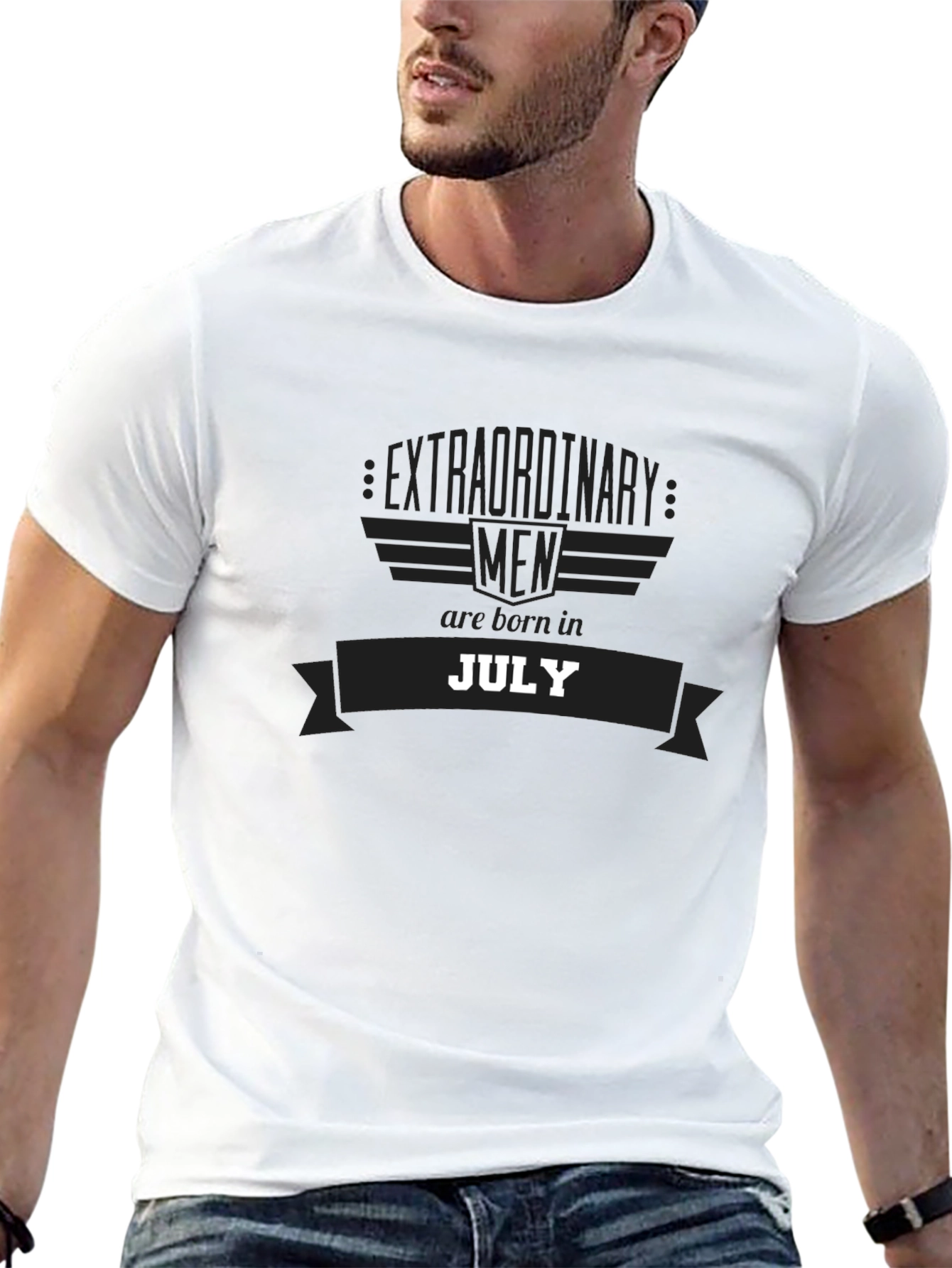 Camiseta Negra Hombres Extraordinarios Nacen en Julio