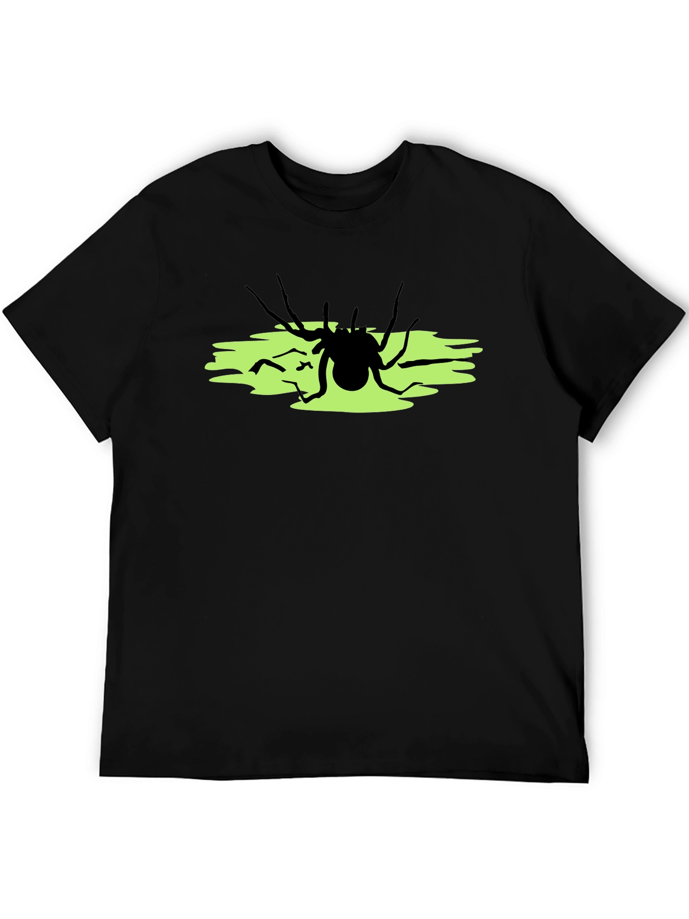 Camiseta Negra con Araña sobre Fondo Verde