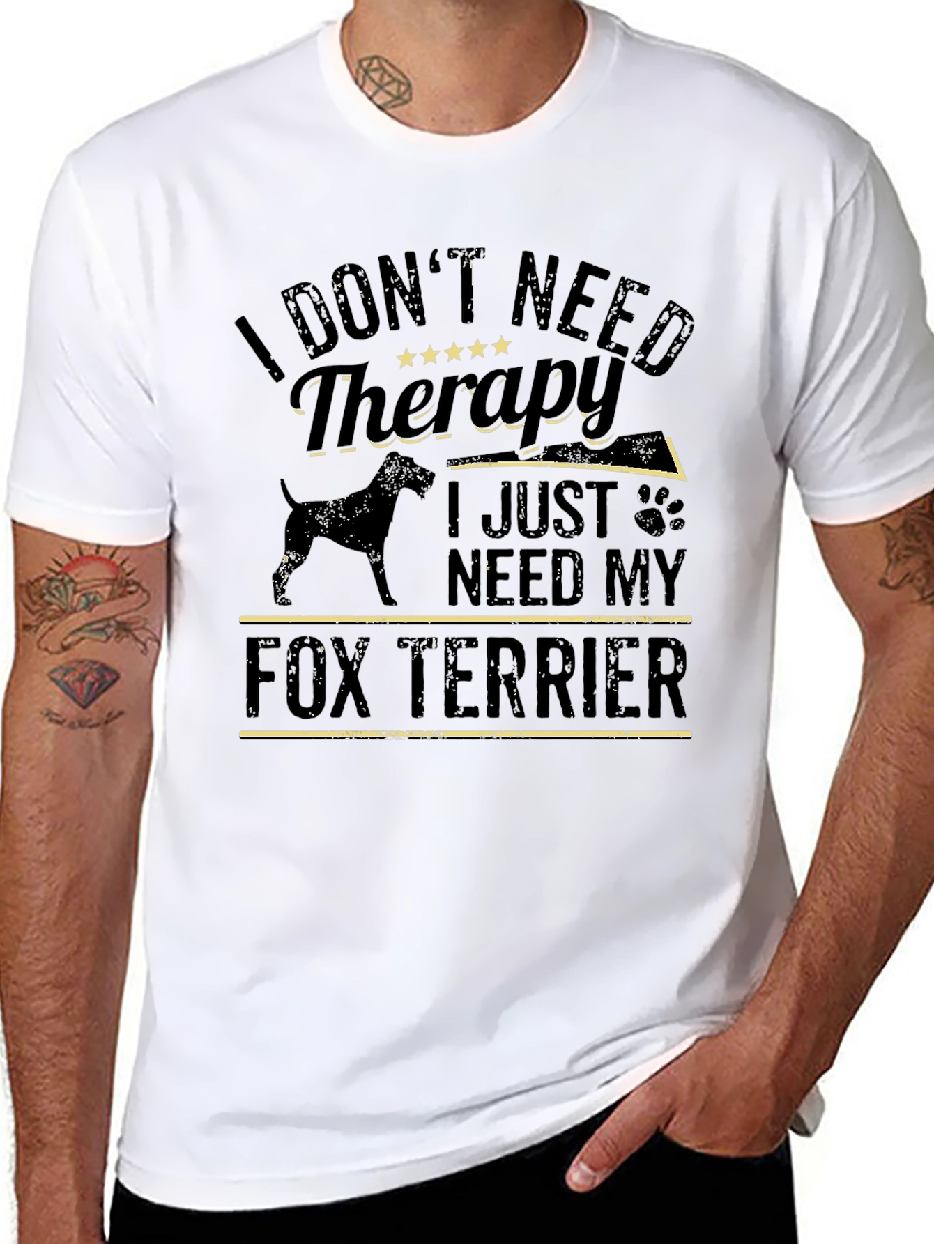 Camiseta Negra Fox Terrier: Terapia con Amor Canino