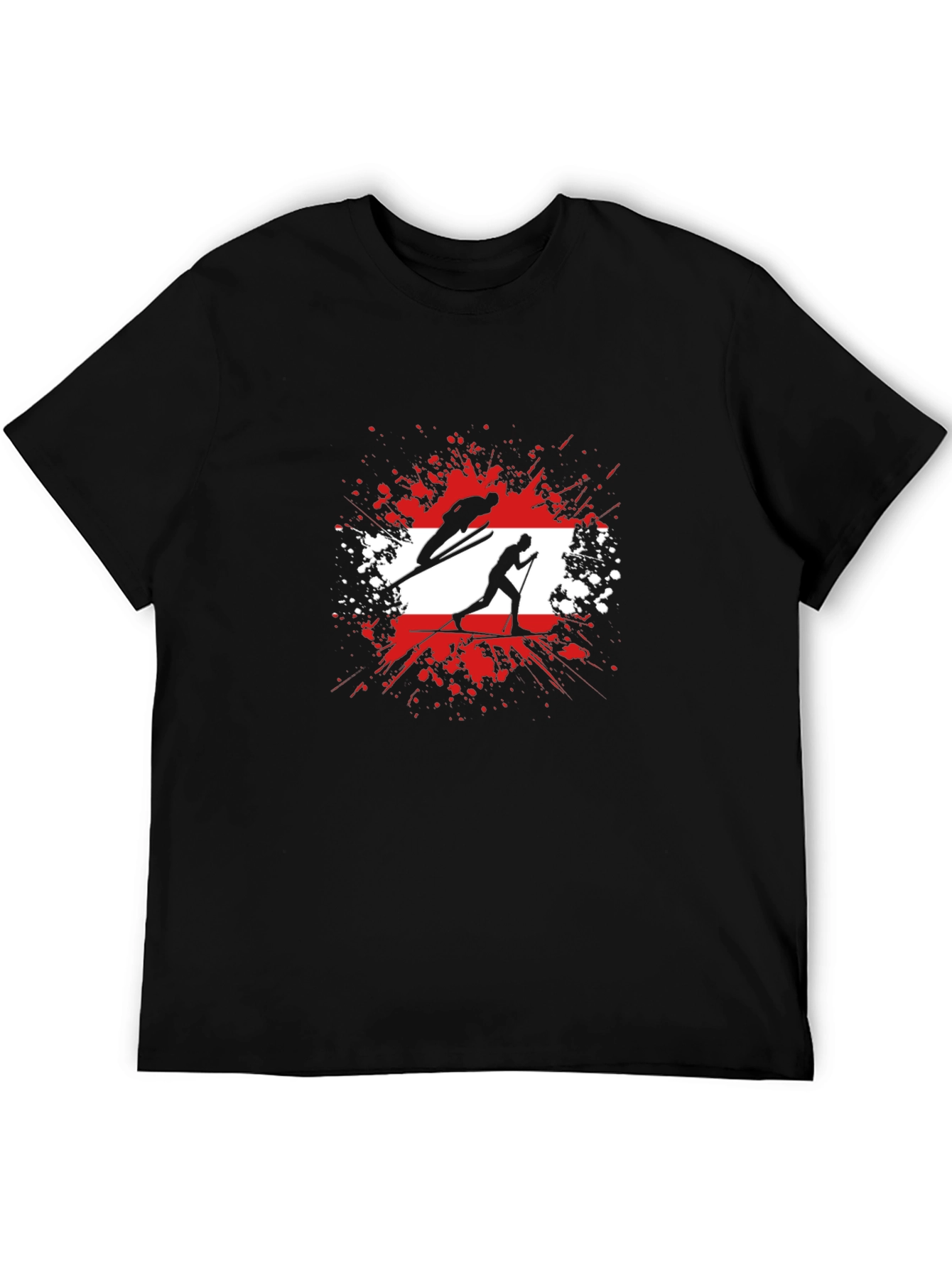 Camiseta Negra con Diseño de Esquí Austriaco
